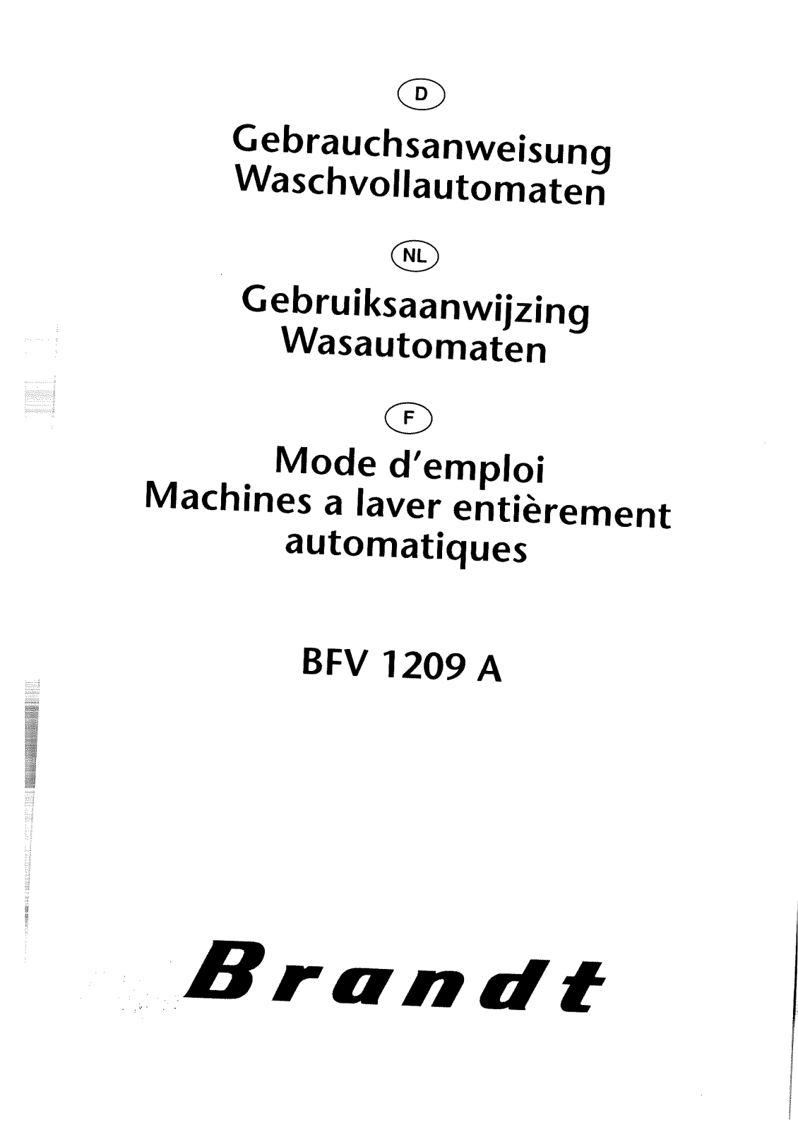 Brandt BFV1209A User Manual