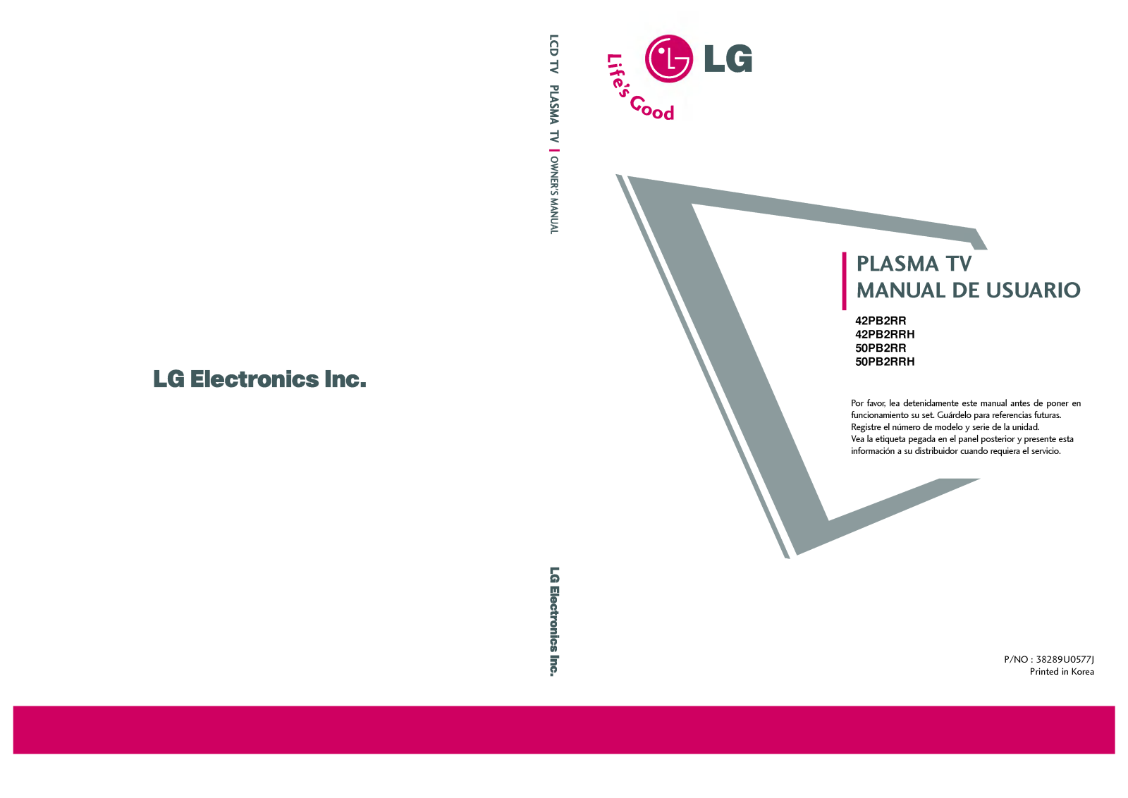 LG 42PB2RRH Owner's Manual