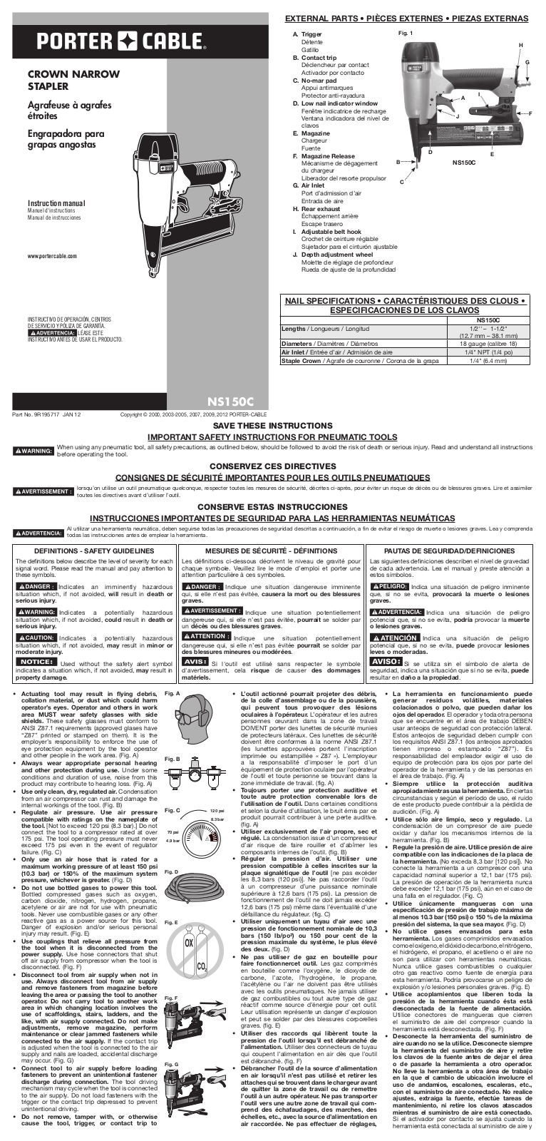 Porter-cable NS150C User Manual