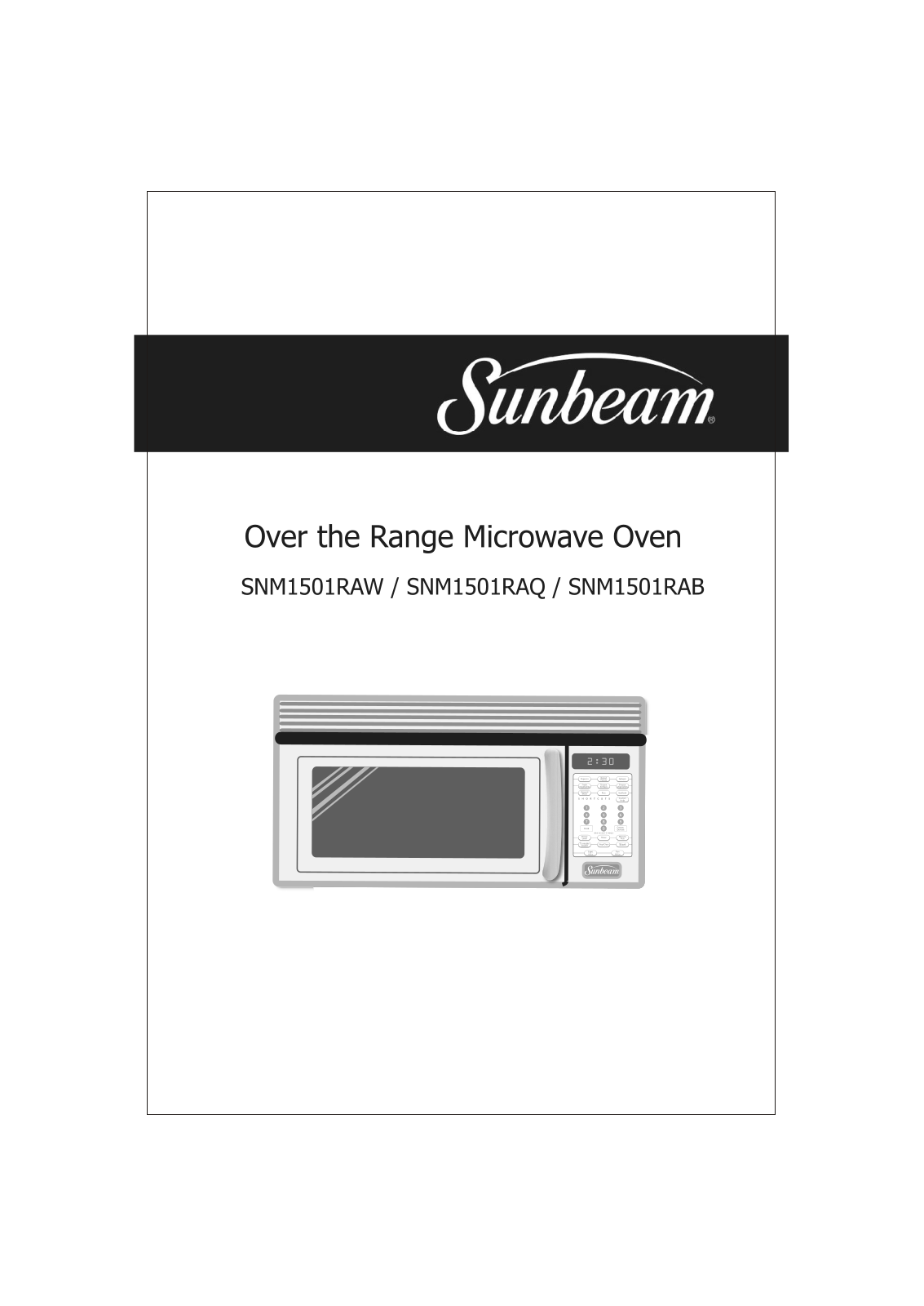 Sunbeam Major Appliances SNM1501RAB, SNM1501RAW, SNM1501RAQ User Manual