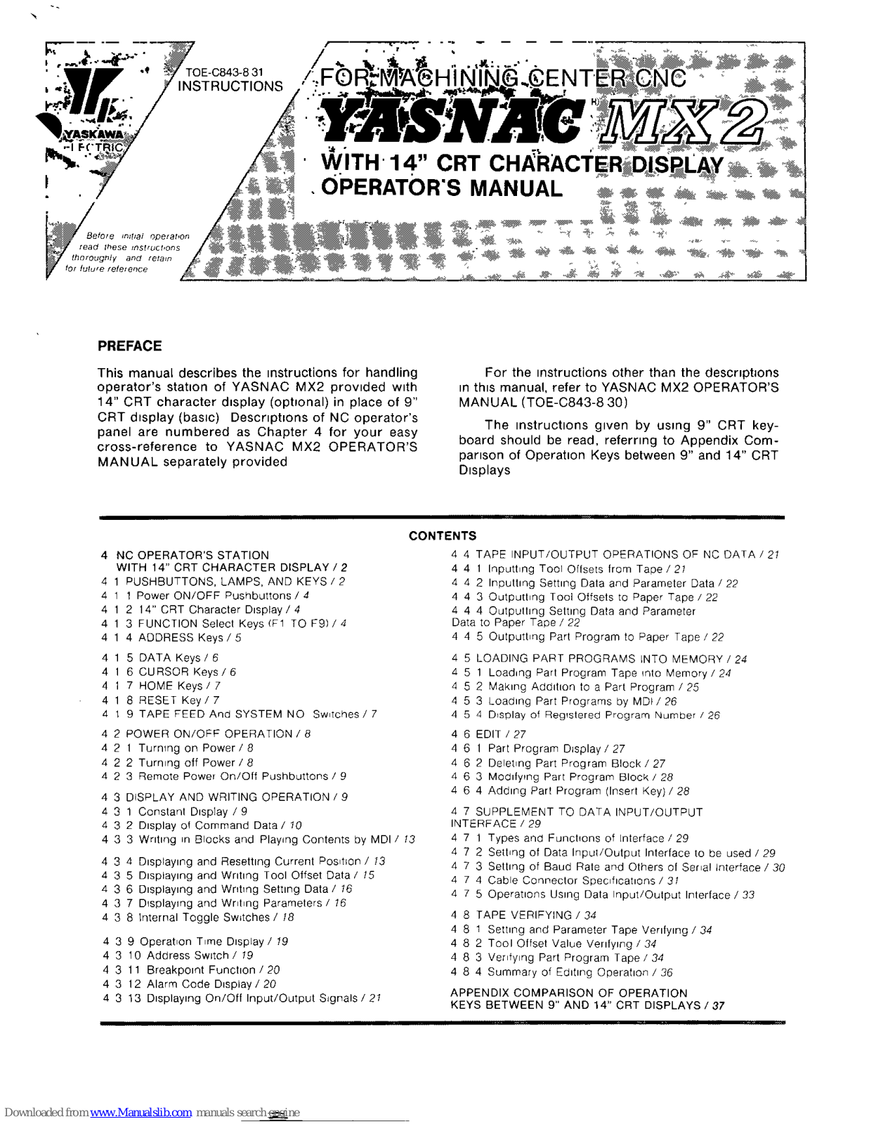 YASKAWA yasnac MX2 Operator's Manual - ManualMachine.com