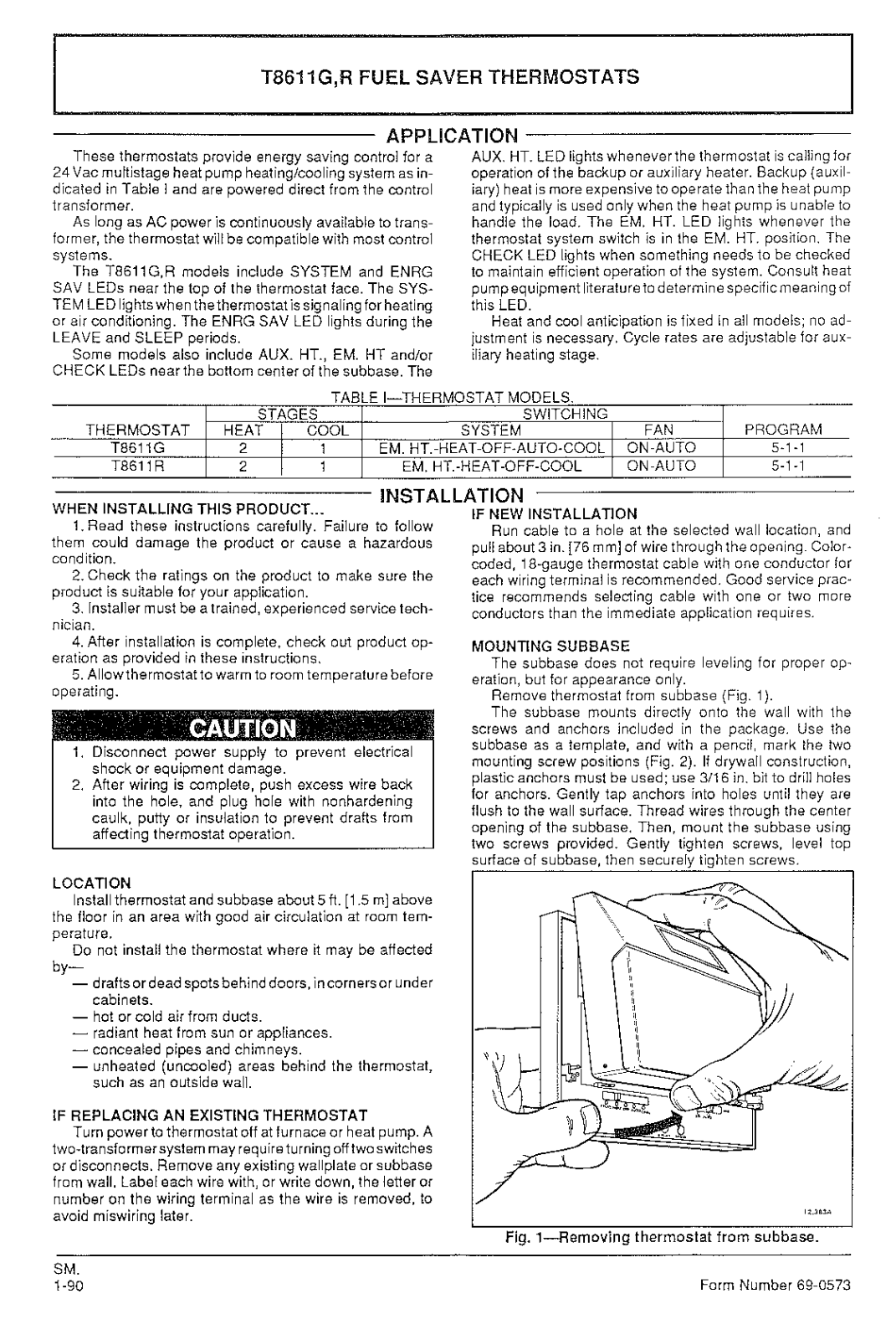 Honeywell T8611G, T8611R Instruciton