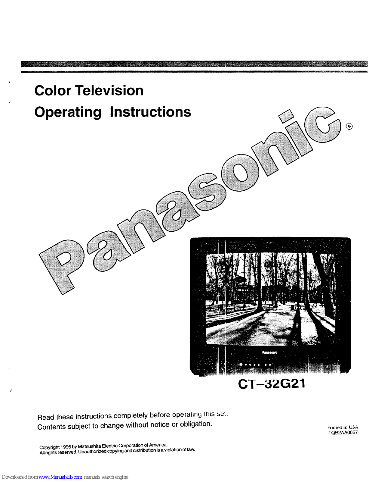 Panasonic CT-32G21 Operating Instructions Manual - ManualMachine.com