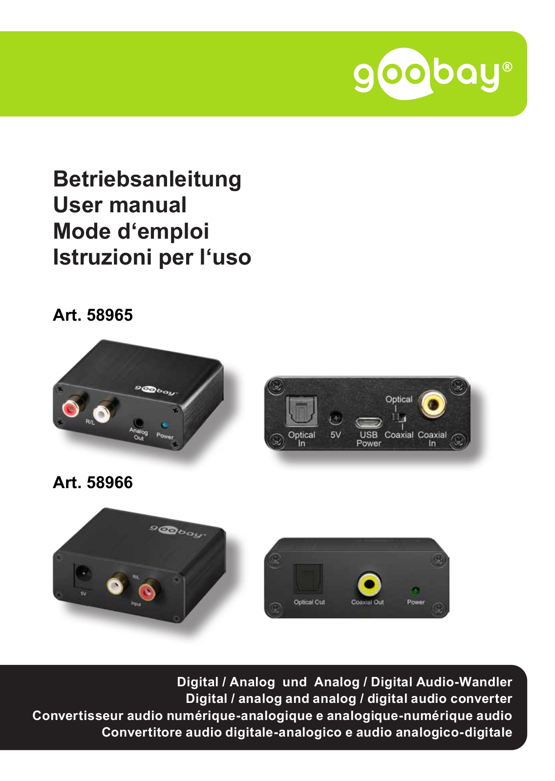 Goobay 58965, 58966 User Manual - ManualMachine.com