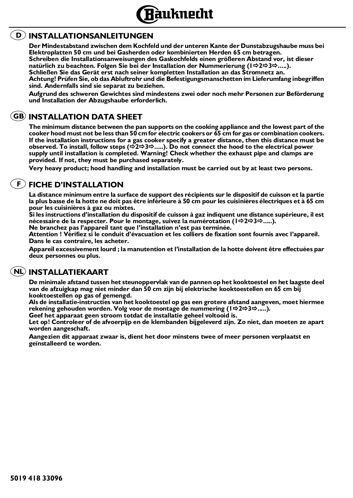 Whirlpool DBRI 5810/IN/PT User Manual