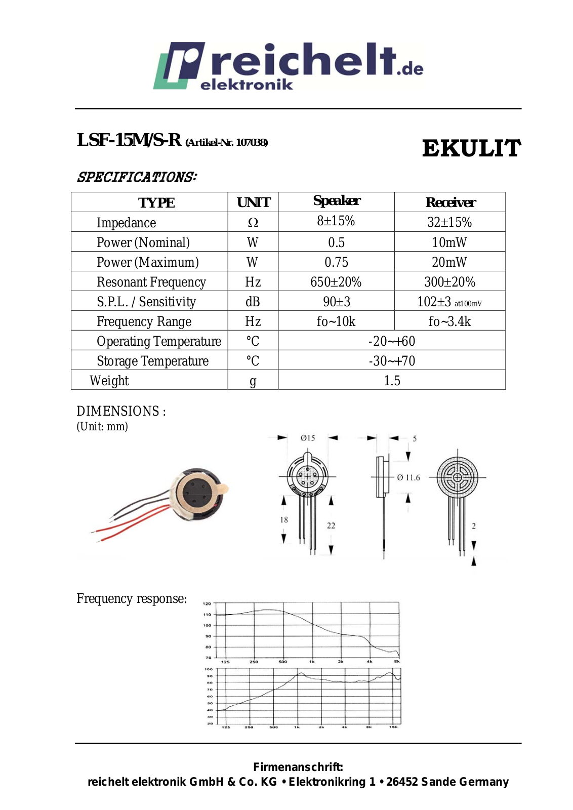 EKULIT LSF-15M/S-R Datasheet - ManualMachine.com