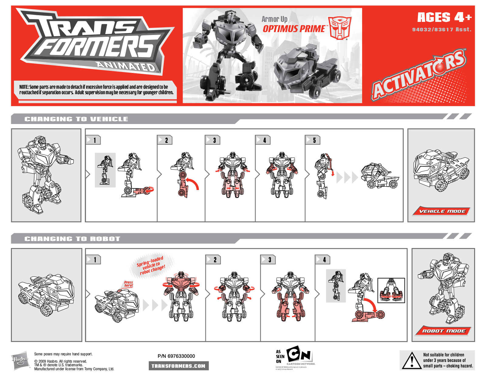 Hasbro TRANSFORMERS ANIMATED ARMOR UP OPTIMUS PRIME User Manual