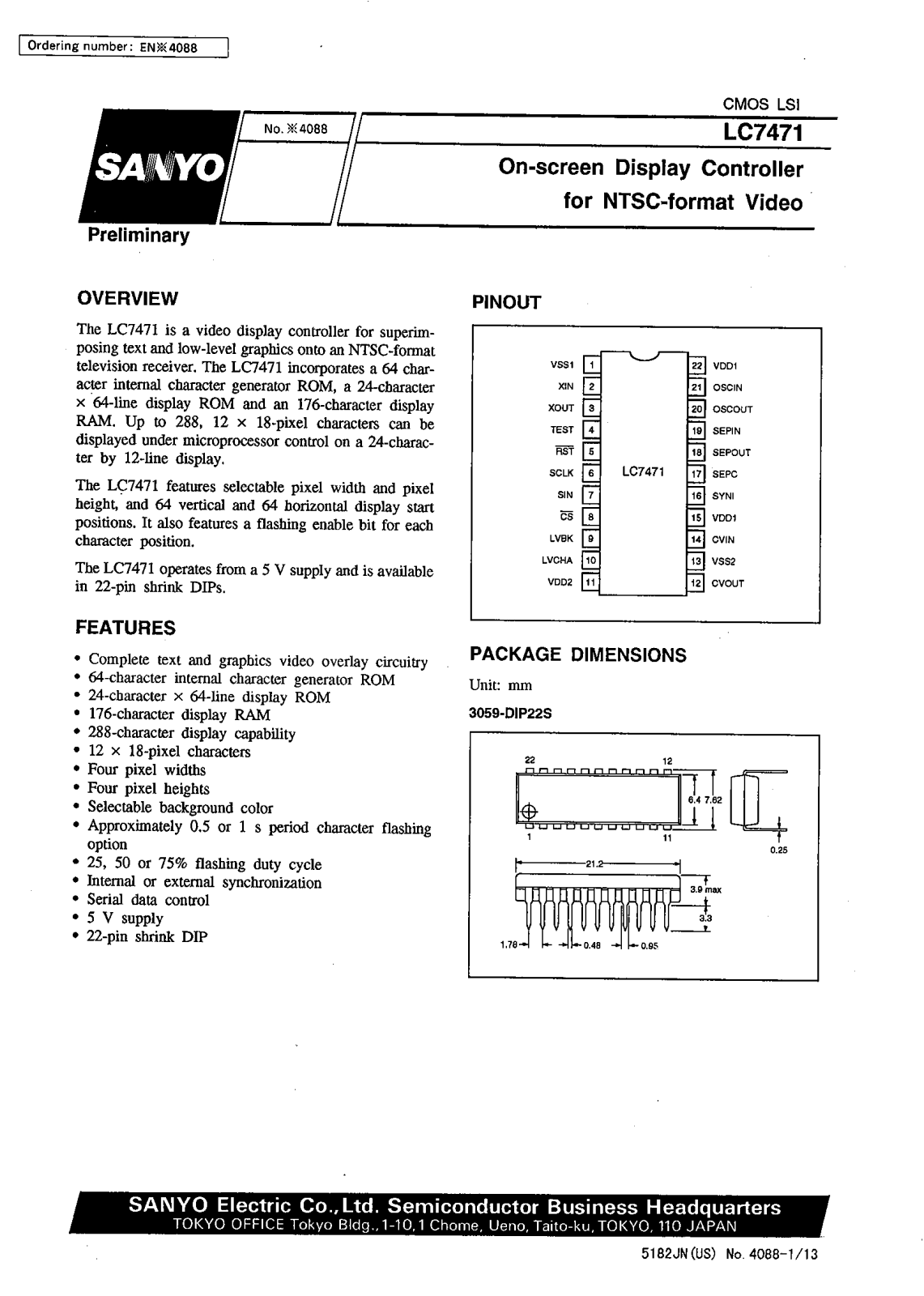 SANYO LC7471 Datasheet