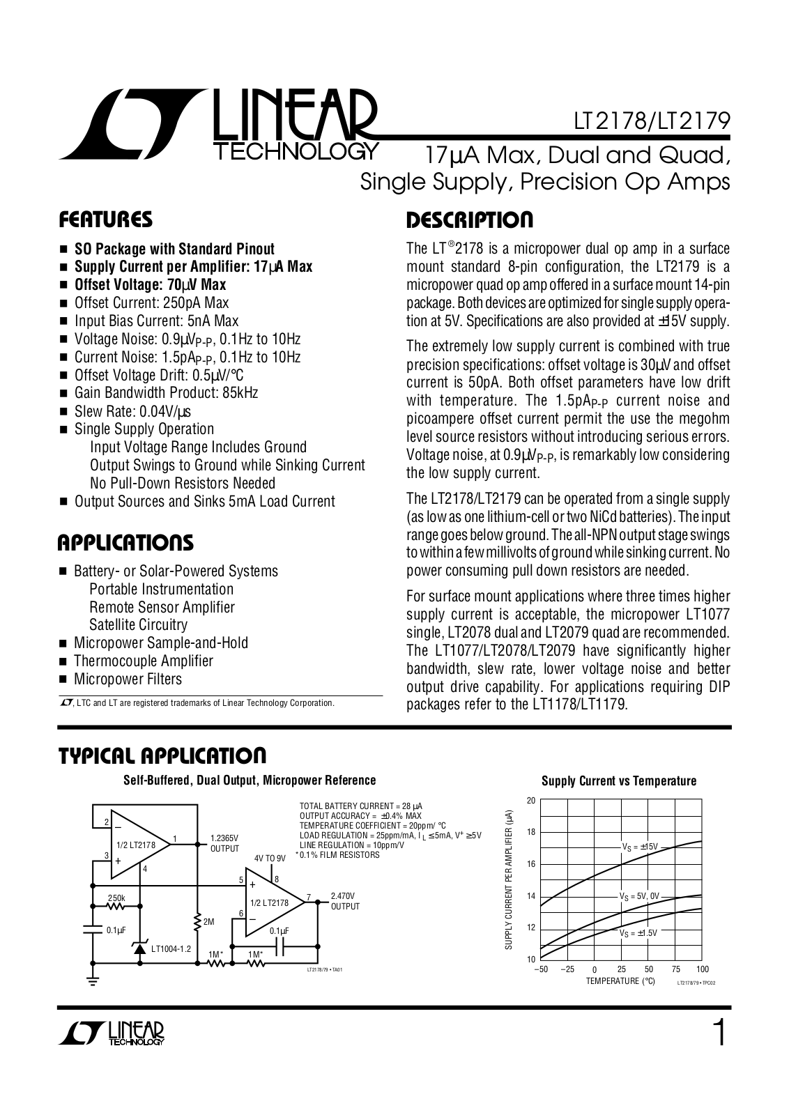 Linear Technology LT2179AIS, LT2179ACS, LT2178CS8, LT2179CS, LT2178AIS8 Datasheet