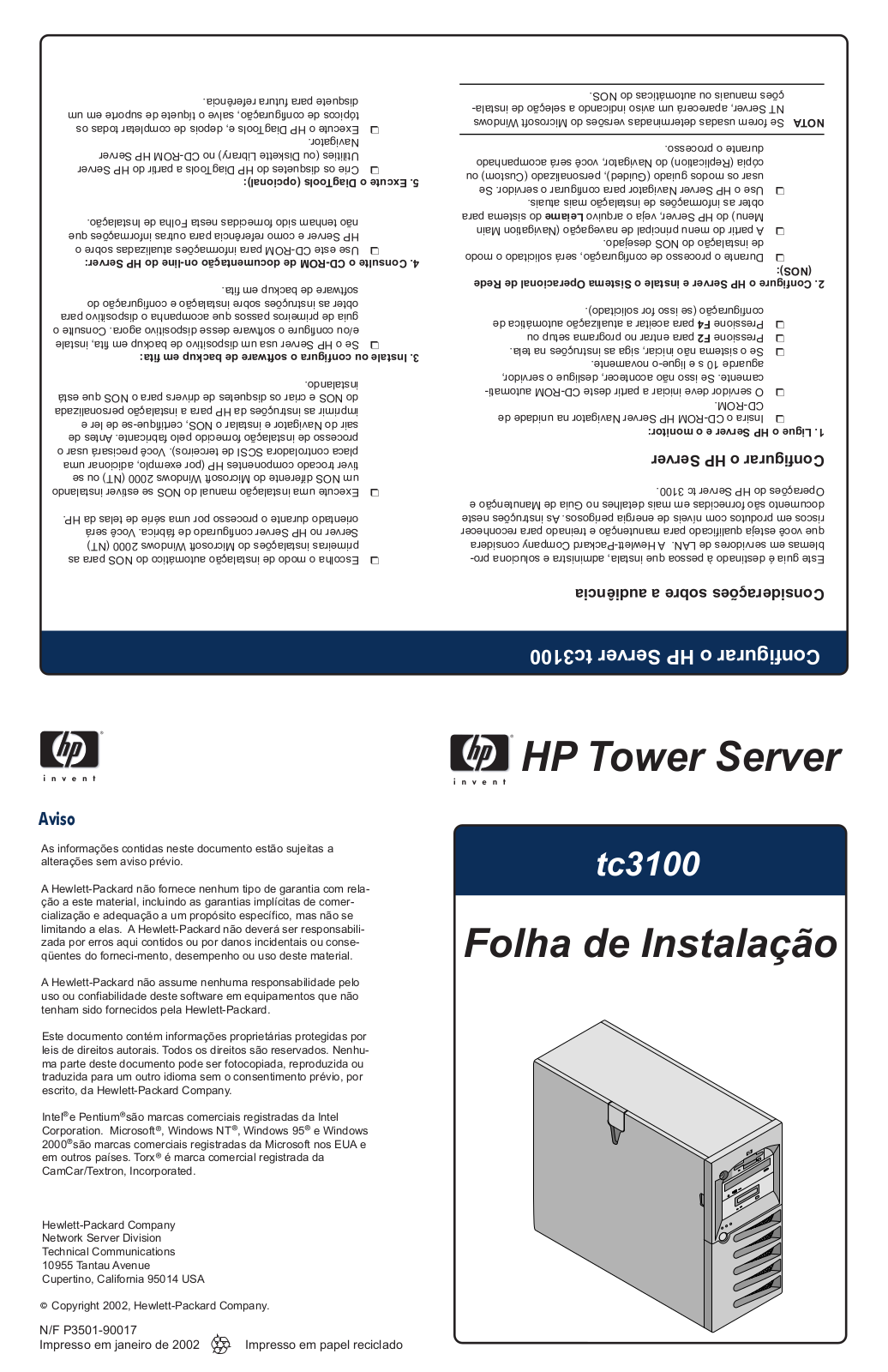 Hp SERVER TC3100 User Manual