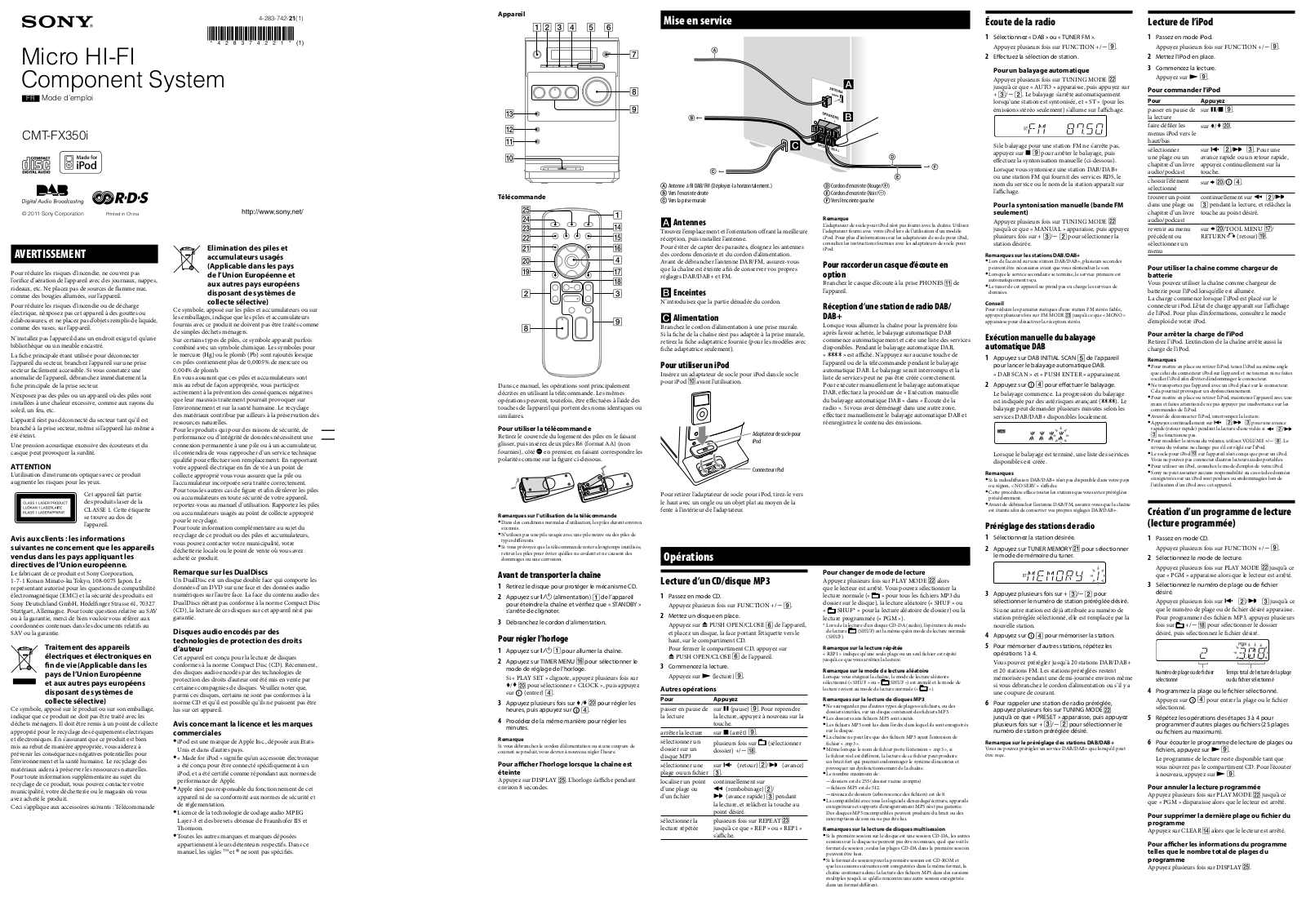 SONY CMT-FX350I User Manual