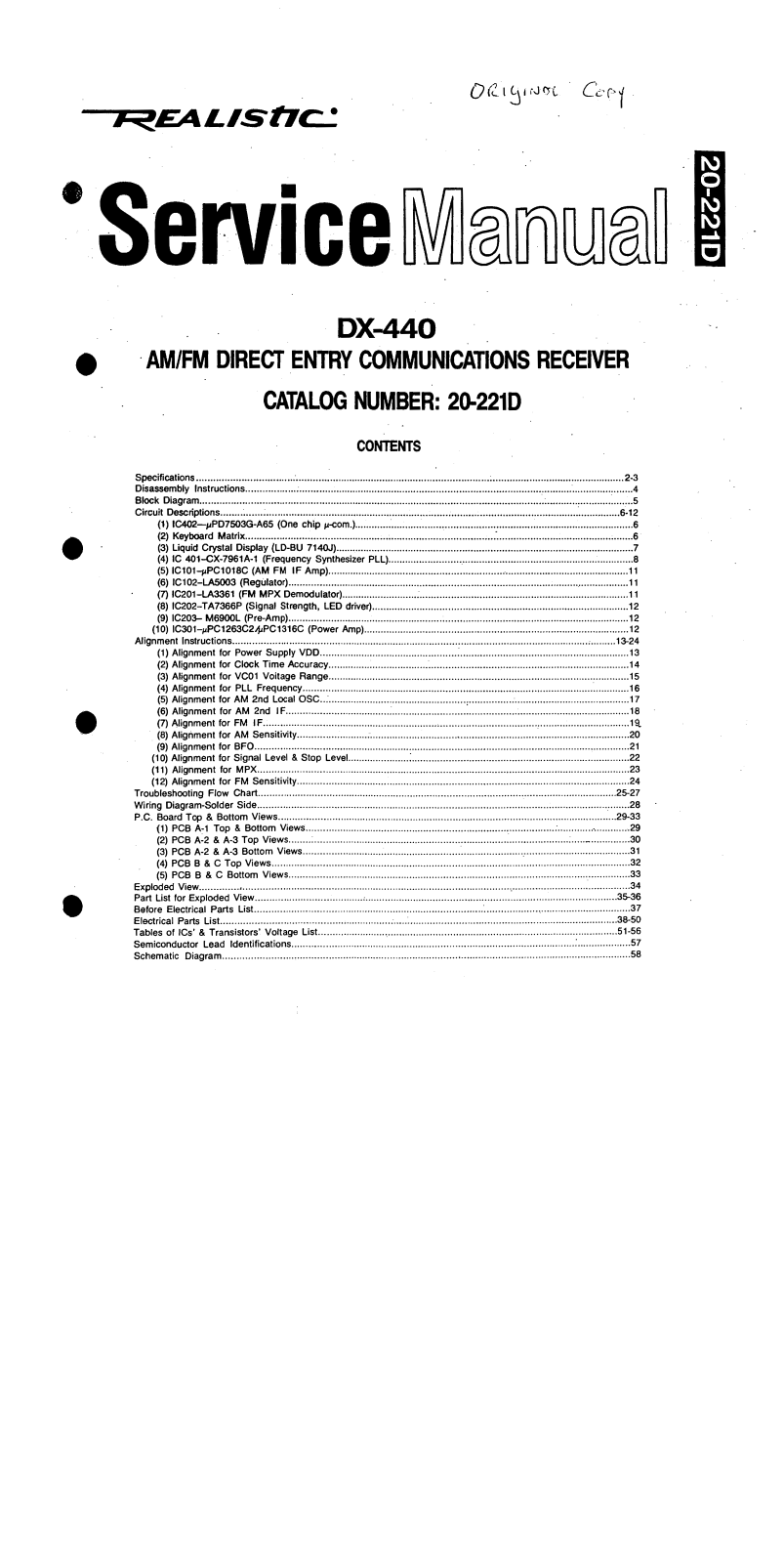 Realistic DX-440 Service Manual