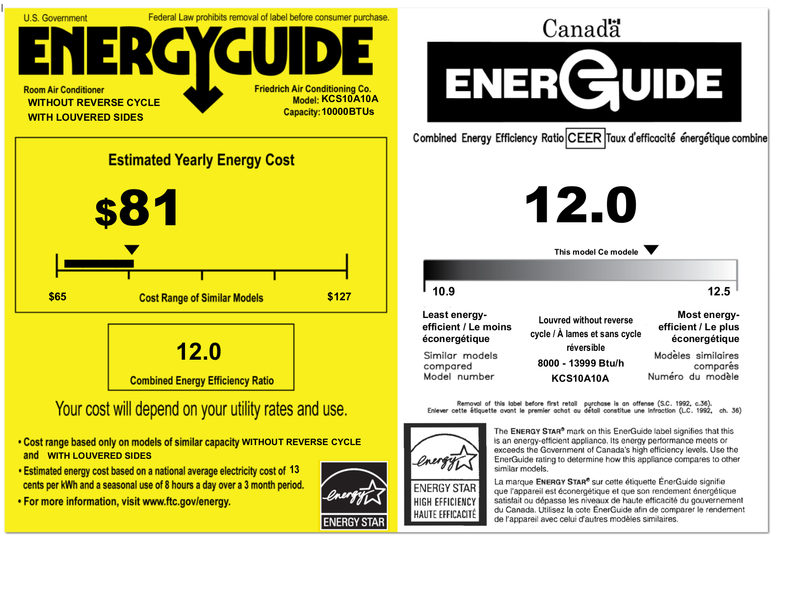 Friedrich KCS10A10A Energy manual