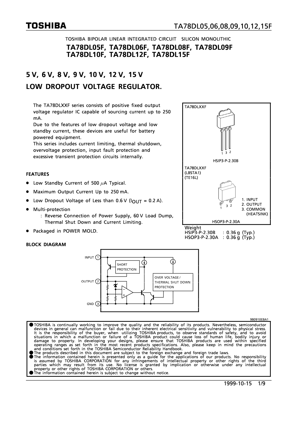 Toshiba TA78DL05F Datasheet