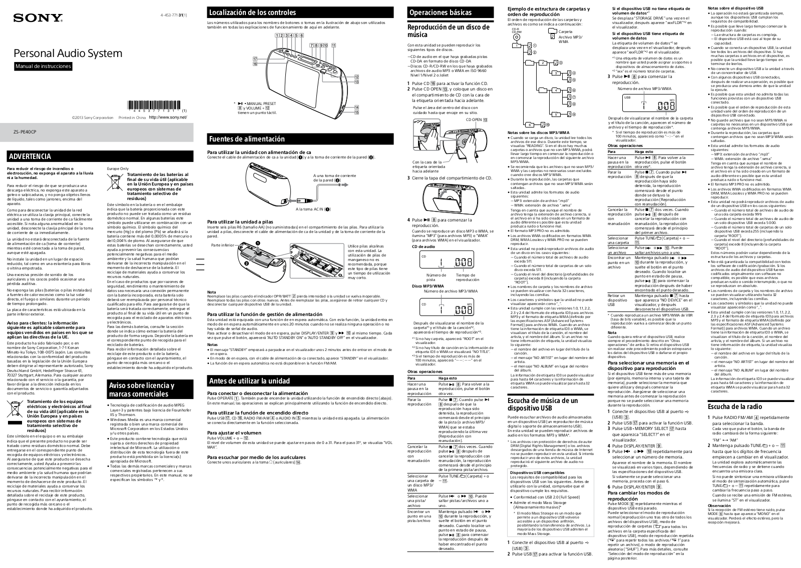 Sony ZSPE40CPB User Manual