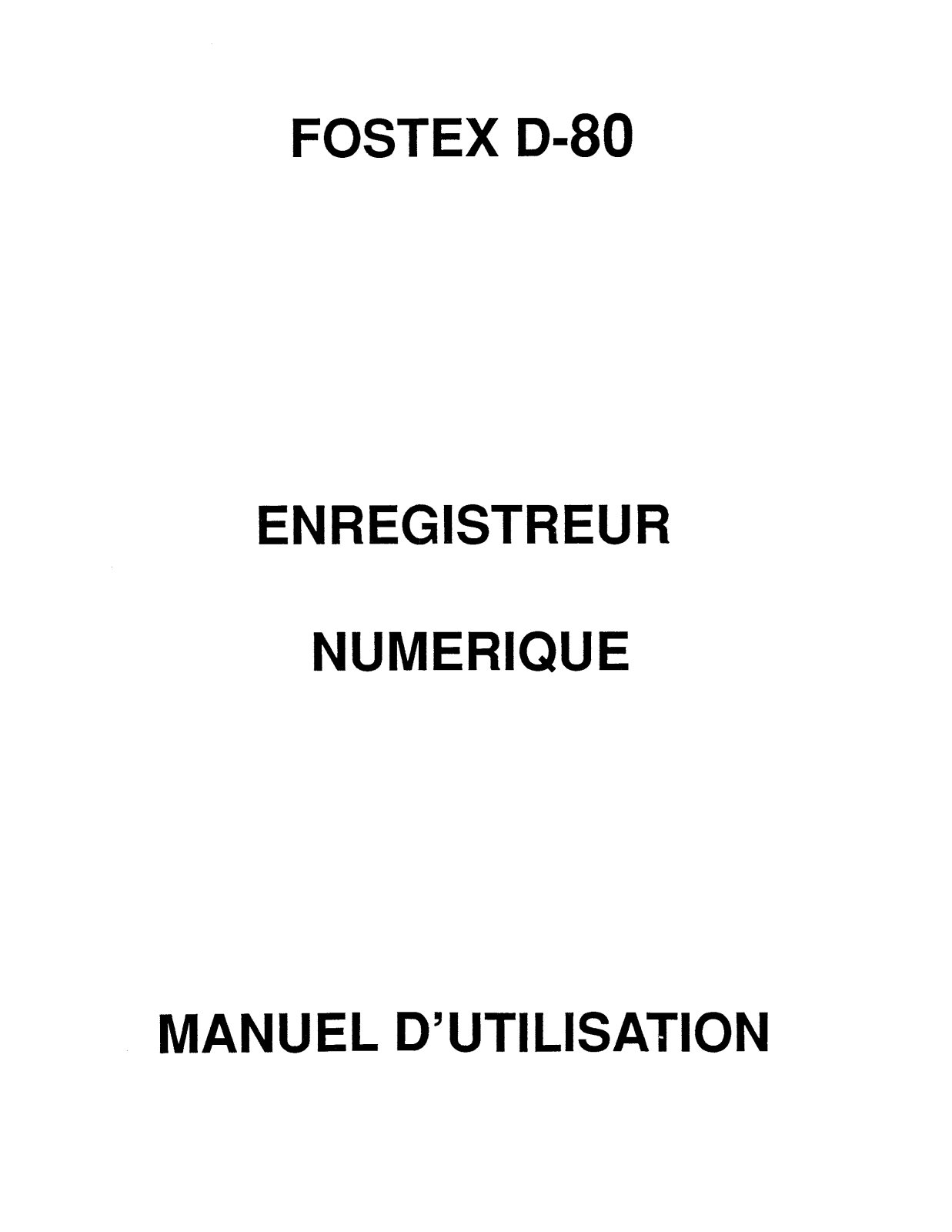 Fostex D-80 User Manual