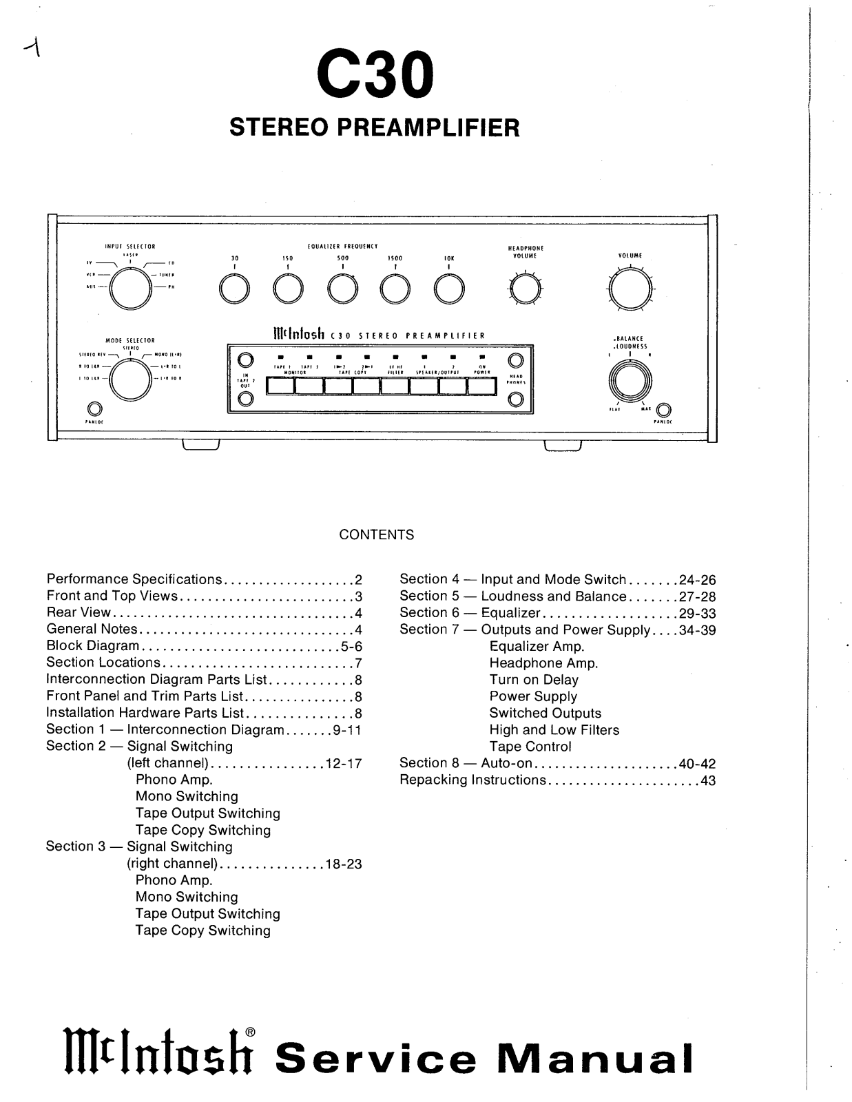 McIntosh C-30 Service manual