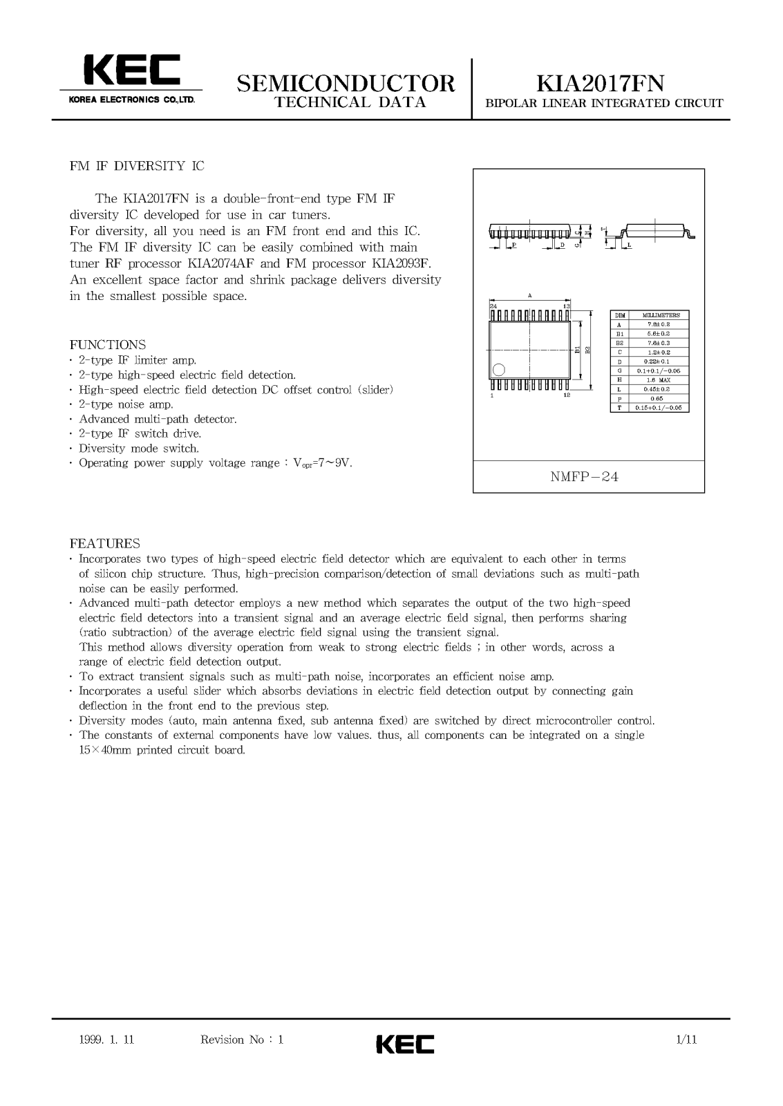 KEC KIA2017FN Datasheet