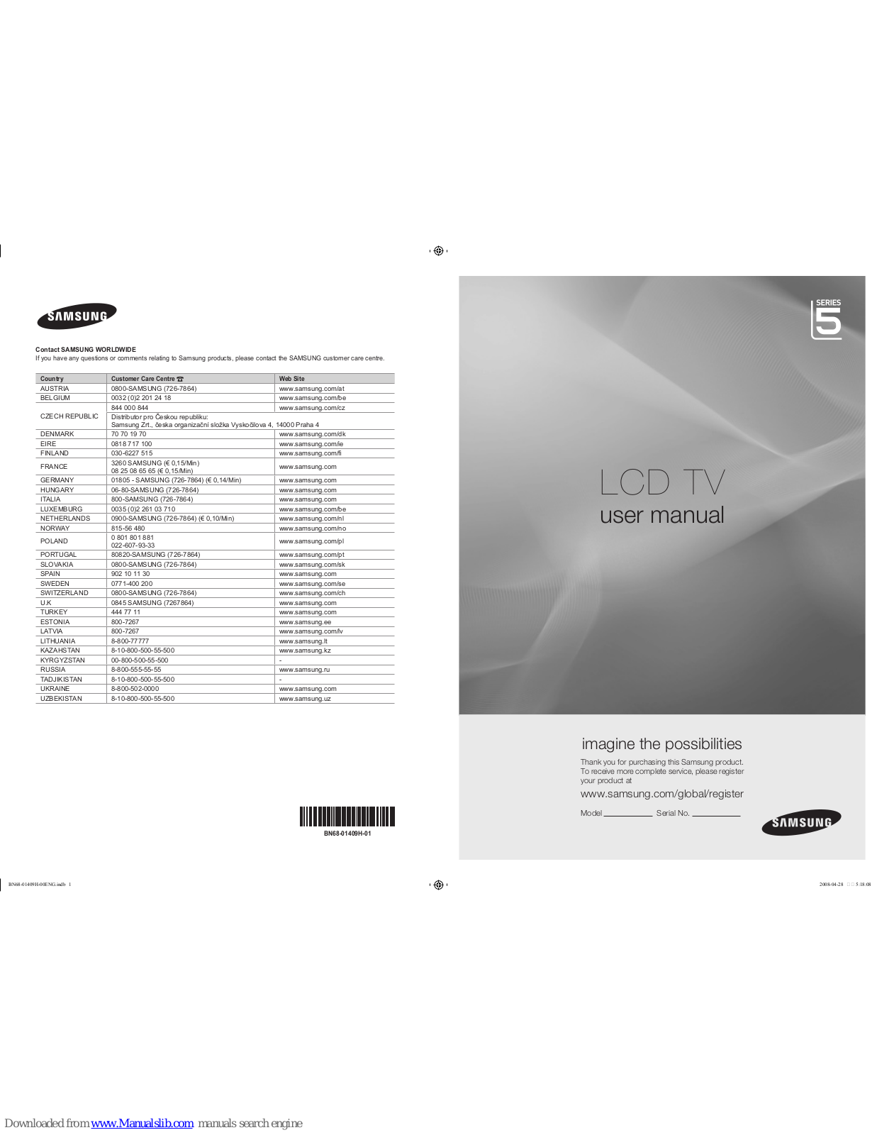 Samsung LE37A569, LE46A569, LE40A569, LE46A568, LE52A568 User Manual