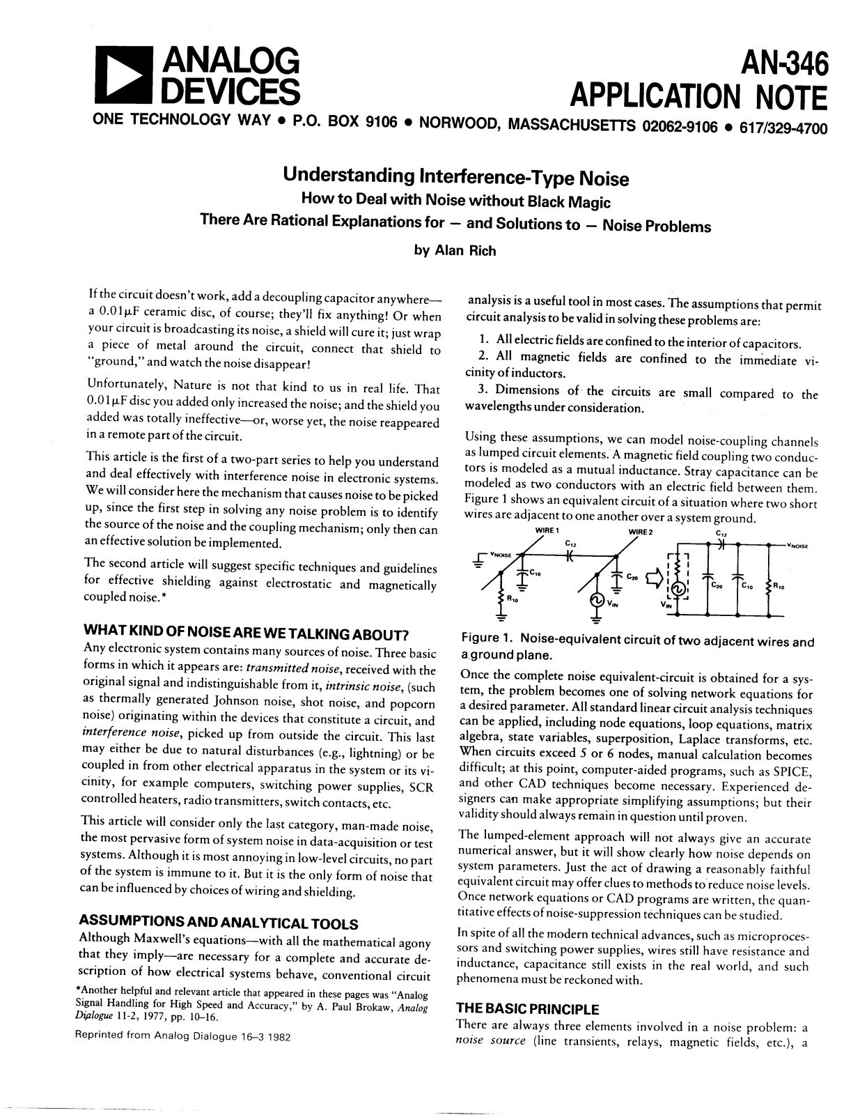 ANALOG DEVICES AN-346 Service Manual