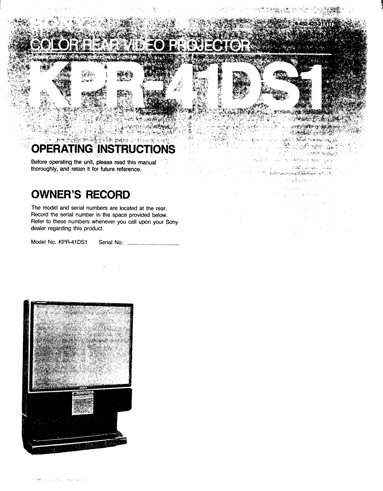 Sony KP-R41DS1 Operating Manual