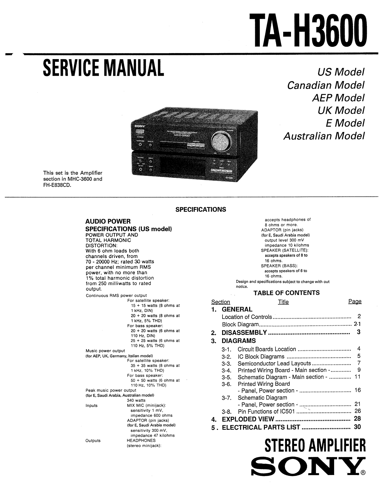 Sony TAH-3600 Service manual