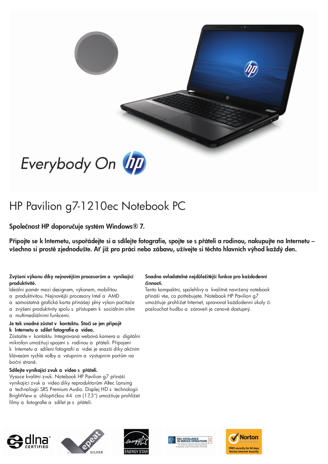 HP Pavilion g7-1210ec User Manual