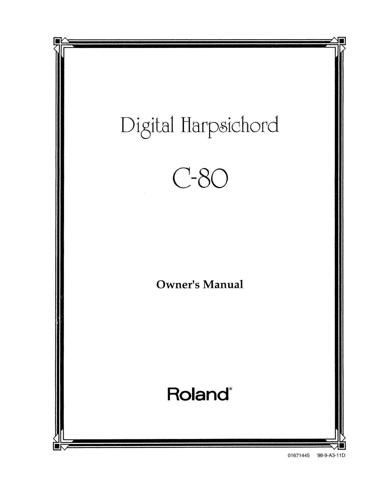 Roland Corporation C-80 Owner's Manual