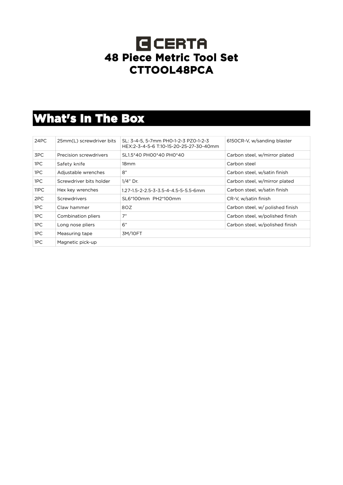 Certa CTTOOL48PCA User Manual - ManualMachine.com