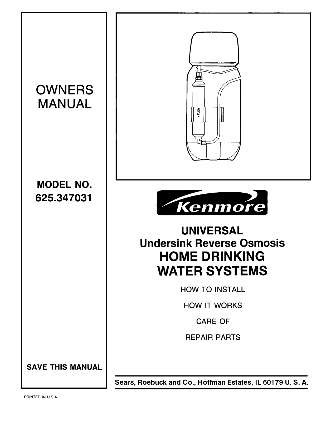 Kenmore 625.347031 User Manual