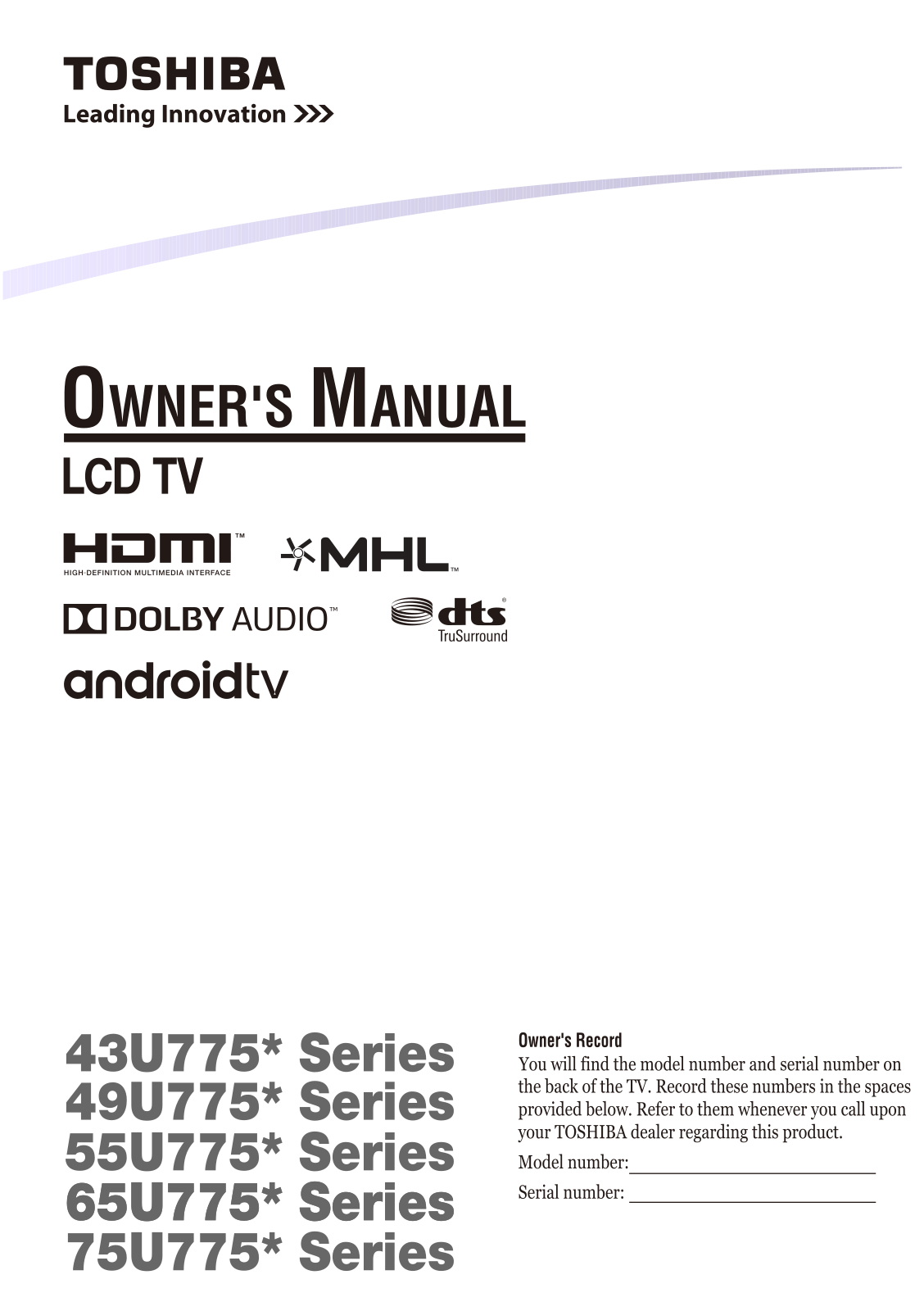 Toshiba 75U775, 65U775, 43U775, 55U775, 49U775 User Manual
