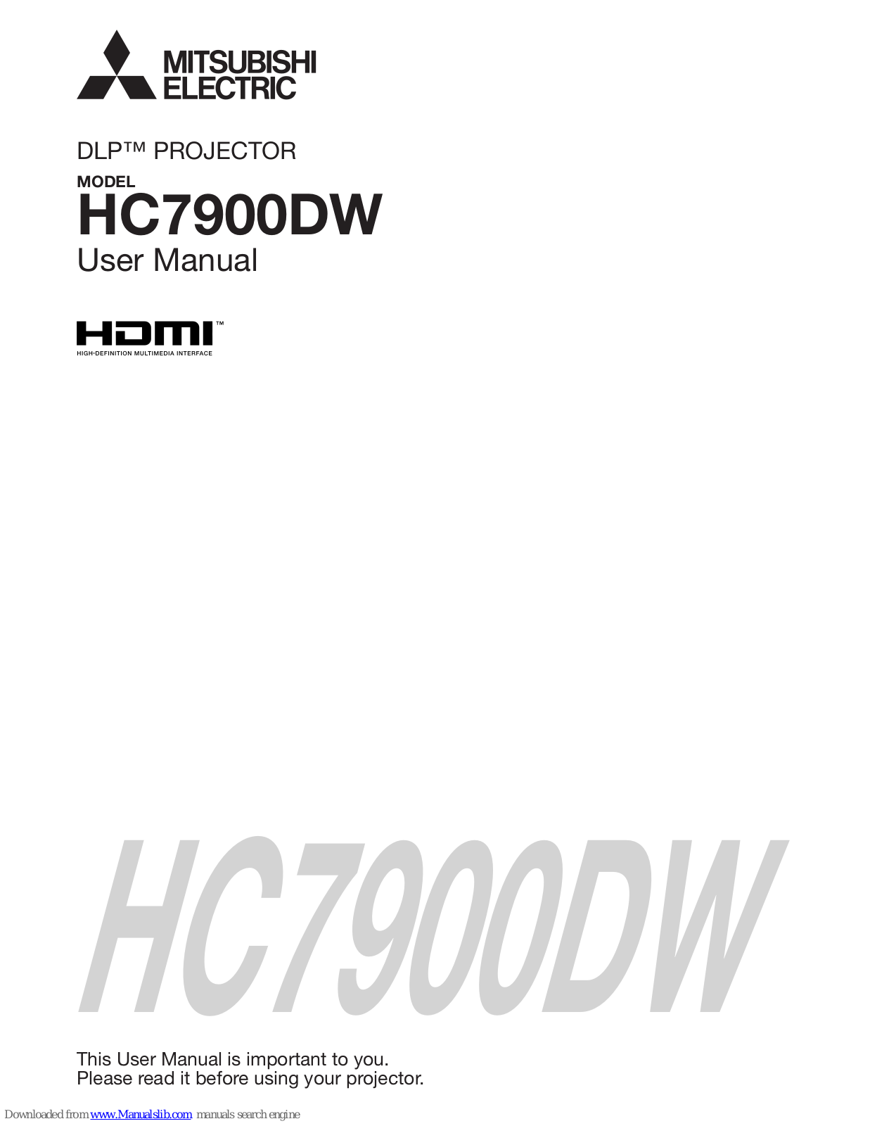 Mitsubishi Electric DLP HC7900DW, DLP HC8000D, HC7900DW User Manual