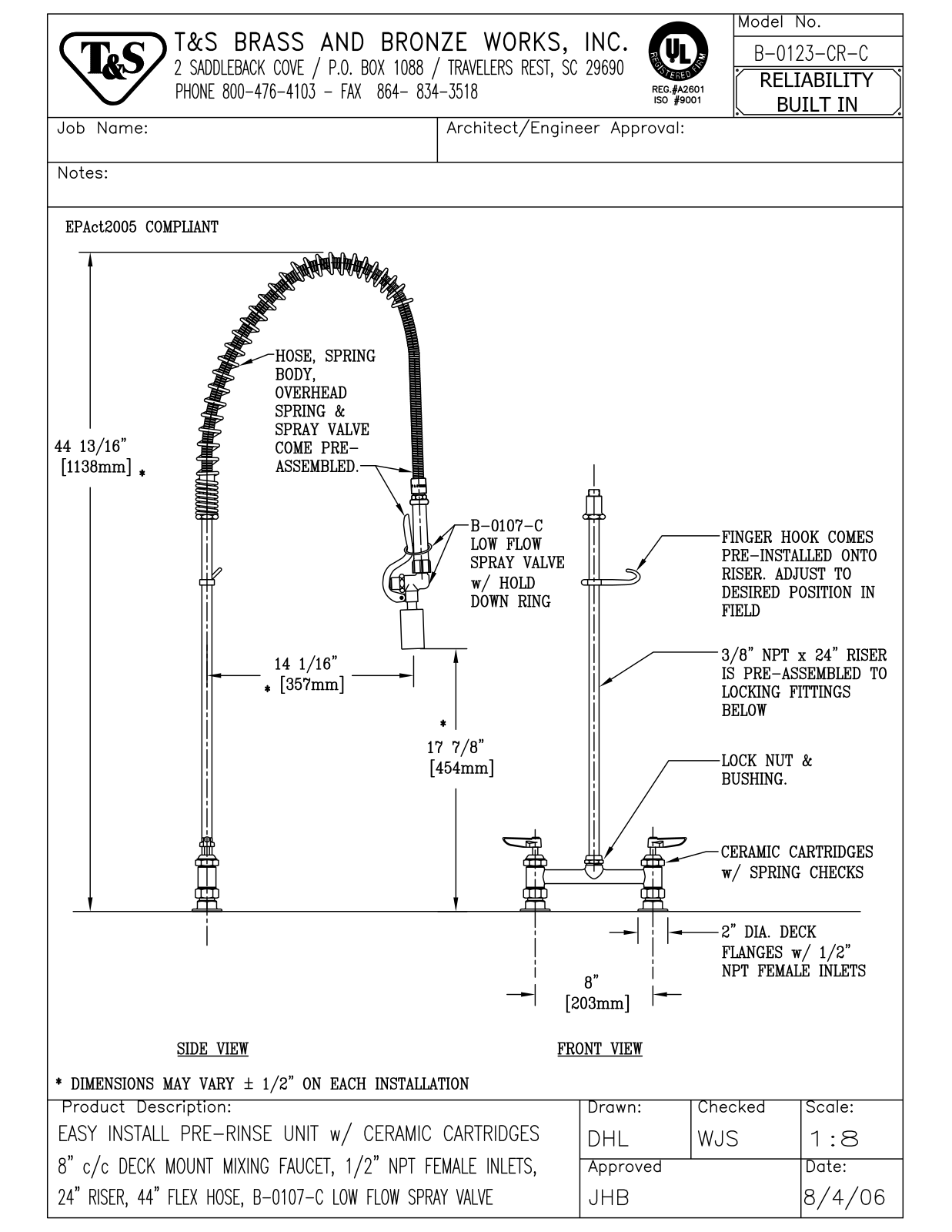 T&S Brass B-0123-CR-C User Manual