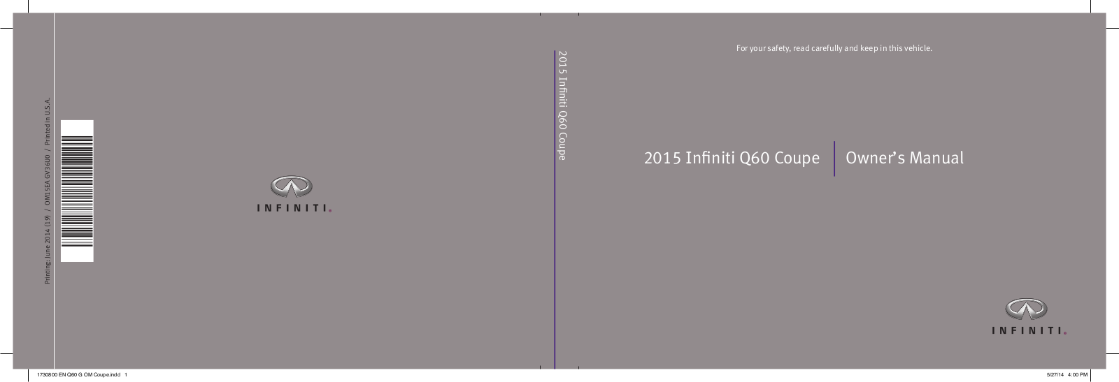 Infiniti Q60-G Coupe 2015 Owner's Manual