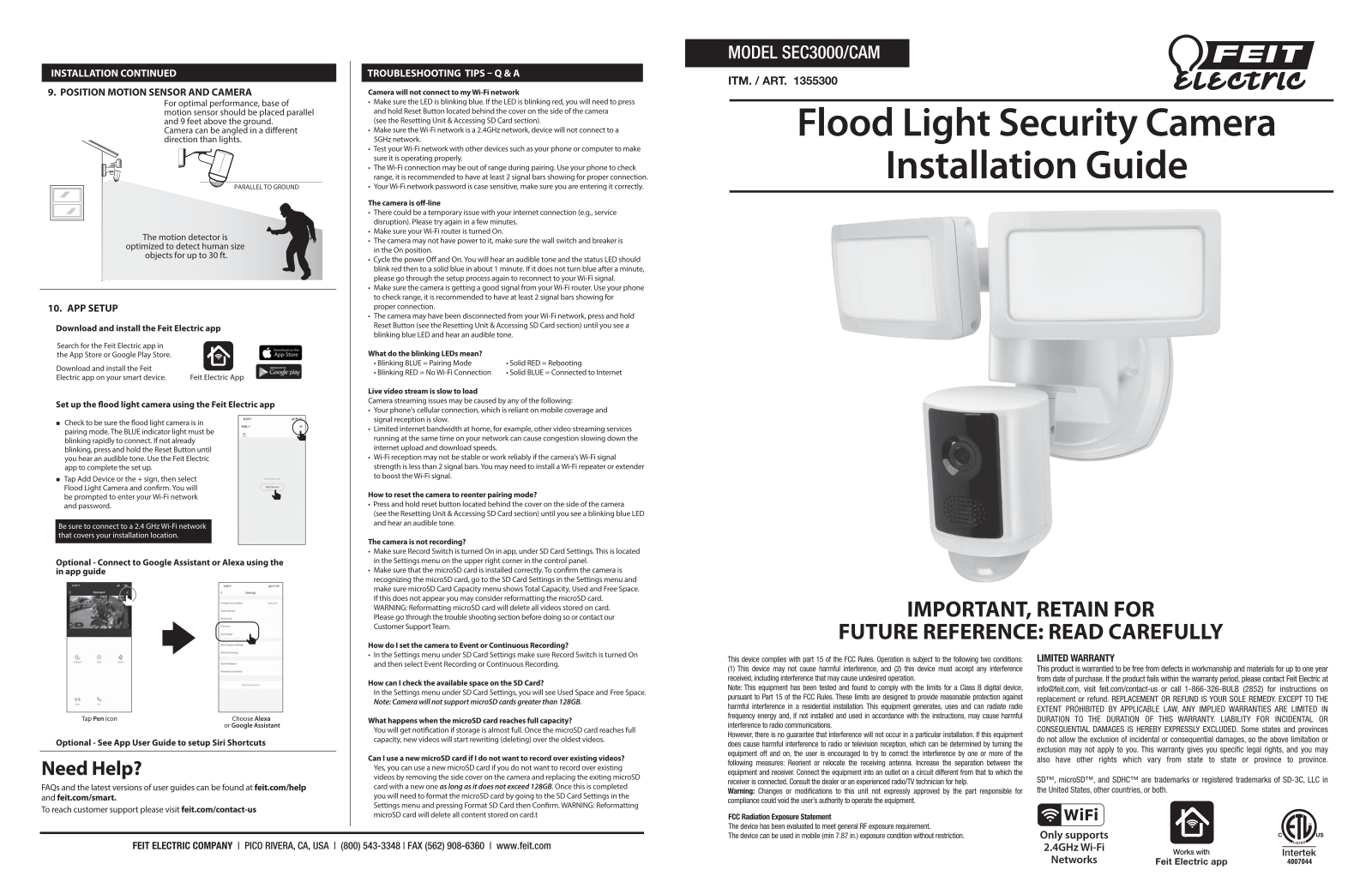 Feit Electric SECCAM User Manual