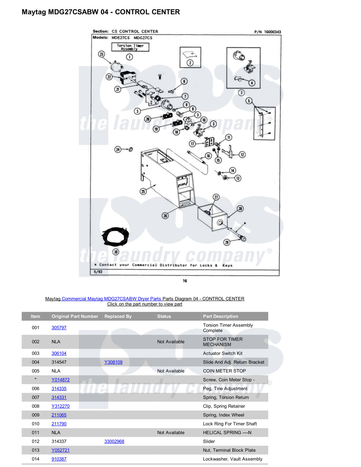 Maytag MDG27CSABW Parts Diagram