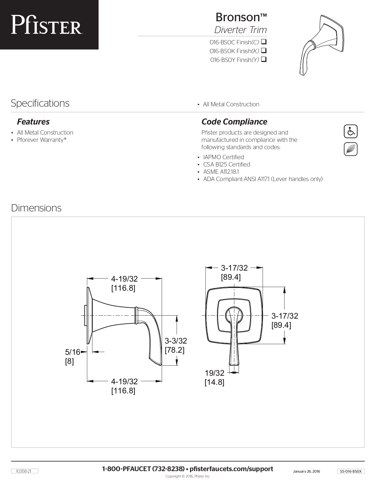 Pfister PPR10052 Specification - ManualMachine.com