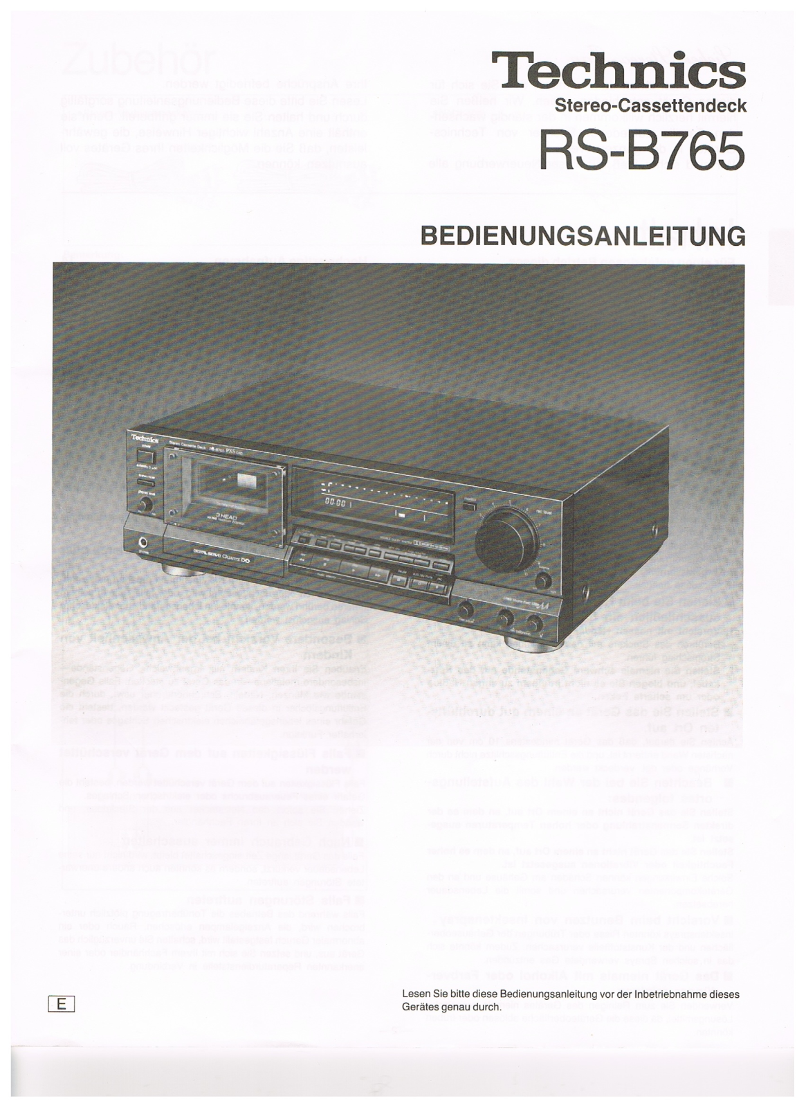 Technics RSB-765 Owners manual