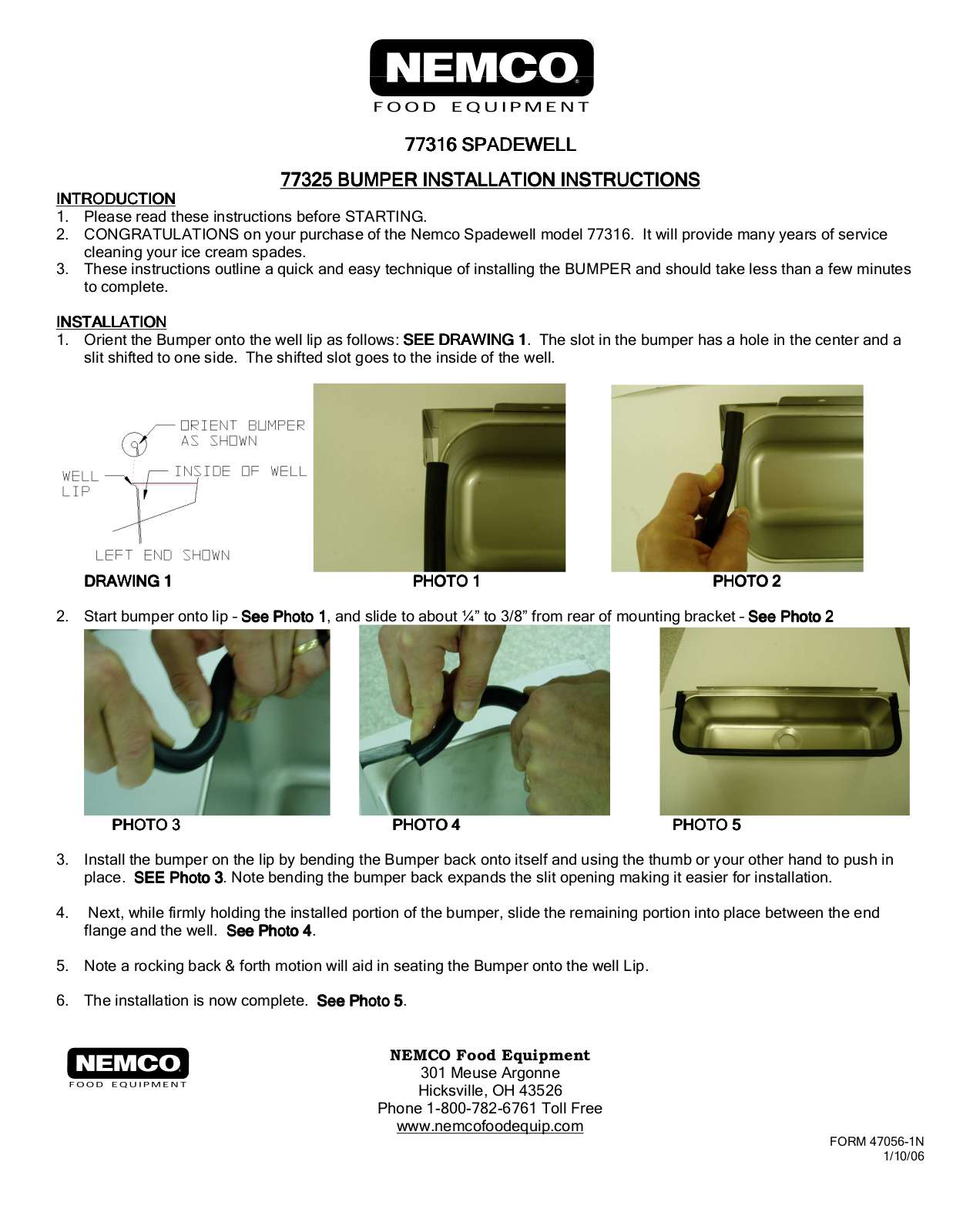 Nemco 77316 Installation  Manual