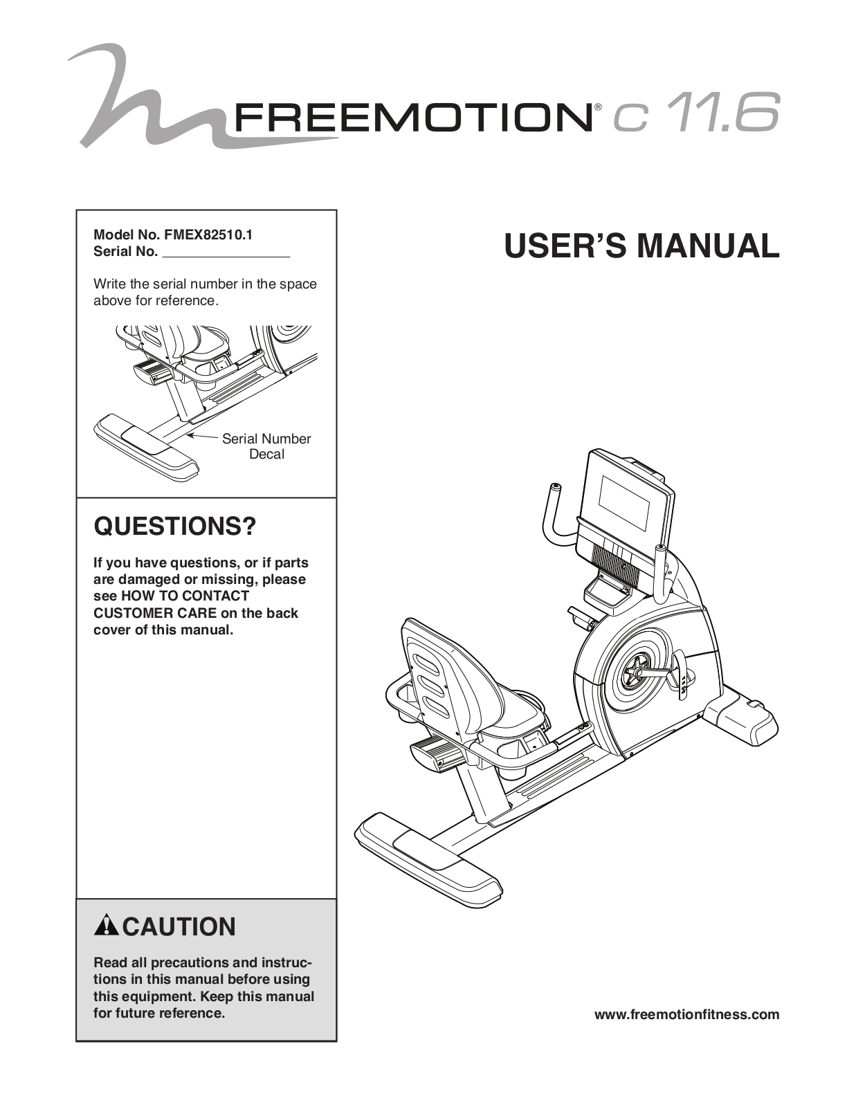 FreeMotion FMEX82510-INT2 Owner's Manual