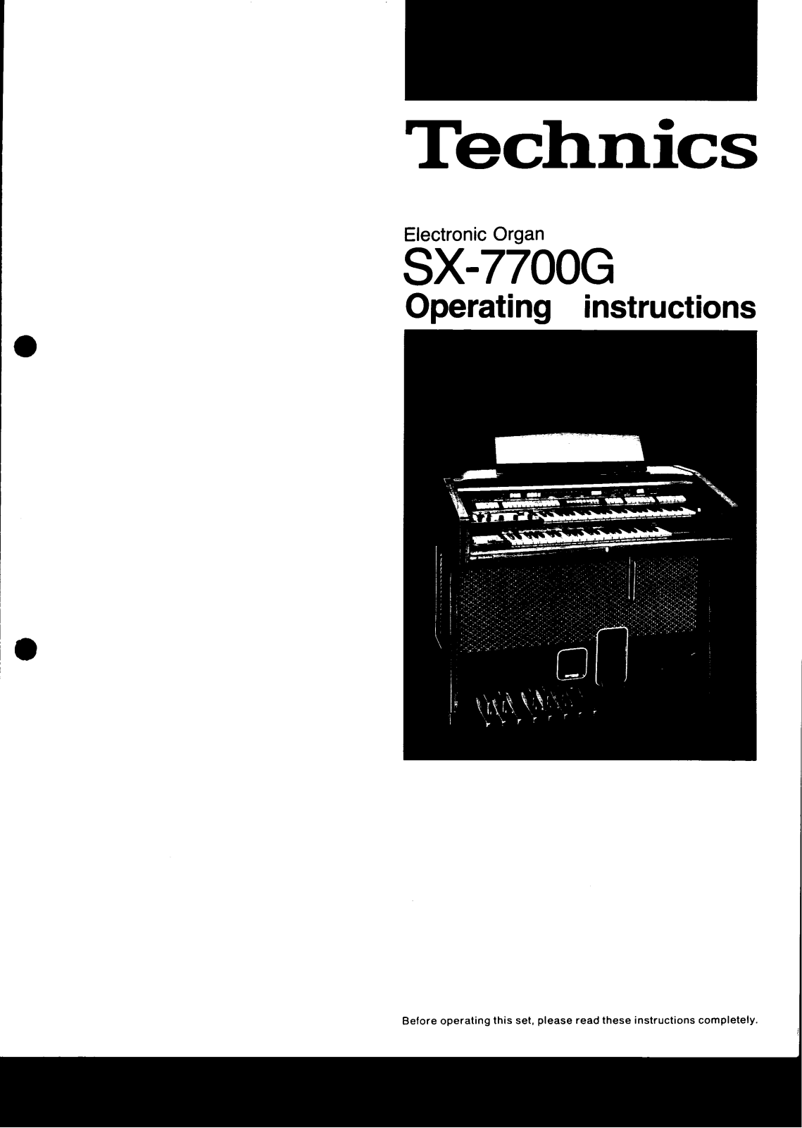 Technics SX-7700G User Manual