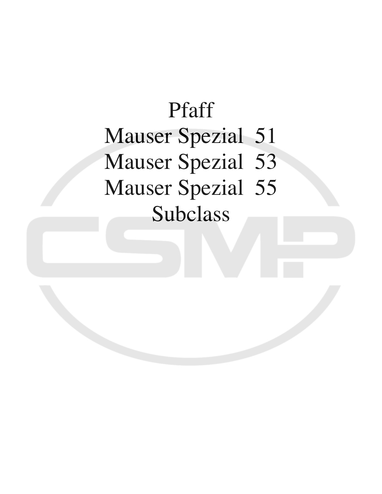 Mauser Special 51, 53, 55 Parts Book