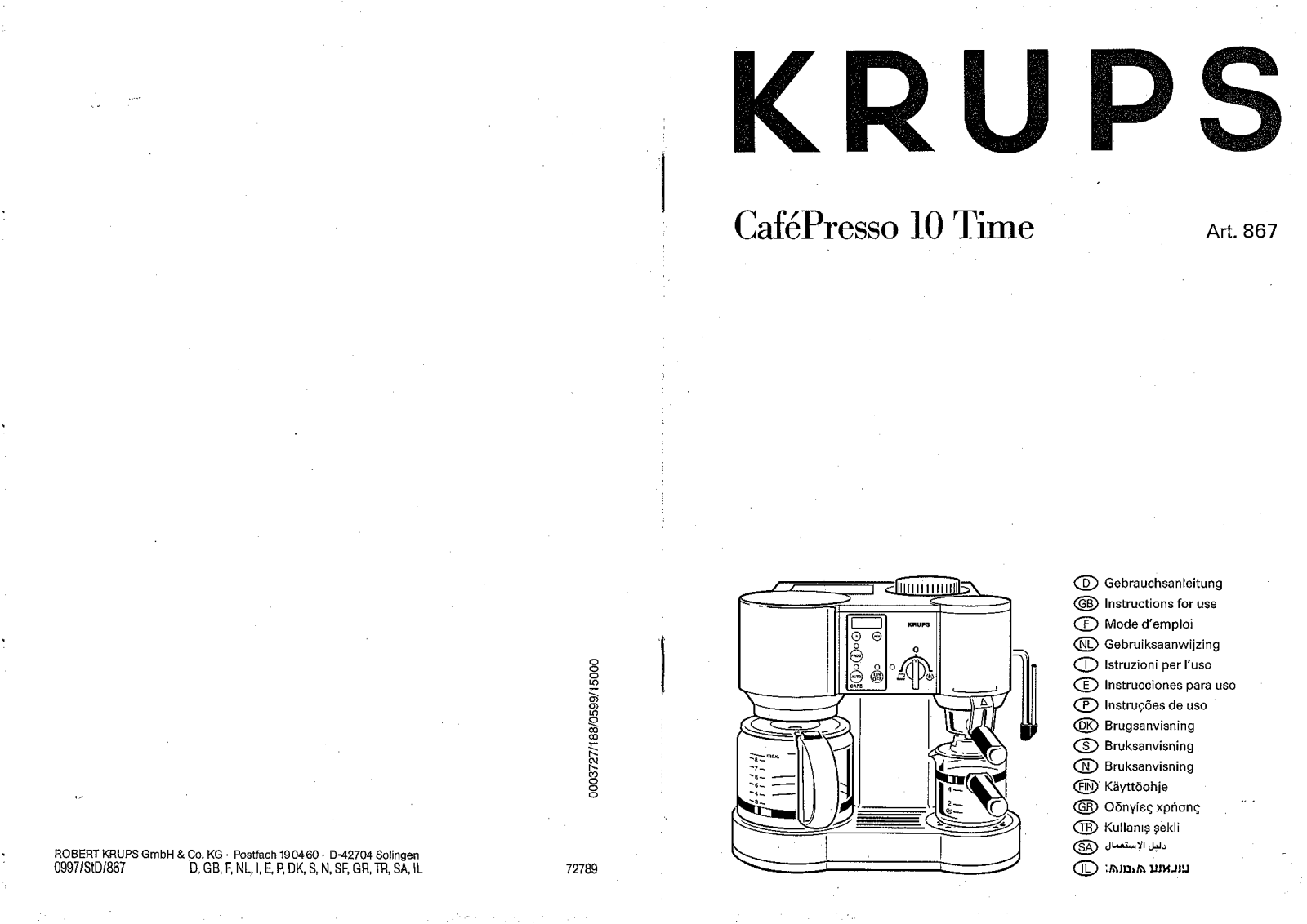 KRUPS F867 User Manual