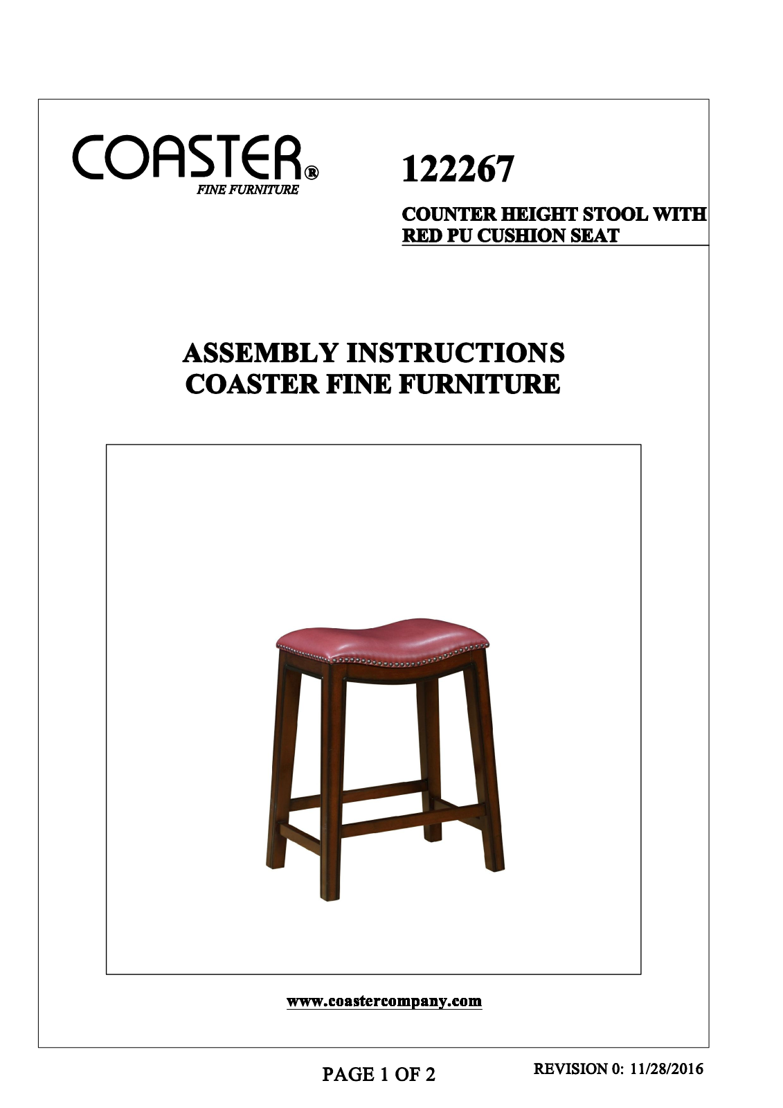 Coaster 122267 Assembly Guide