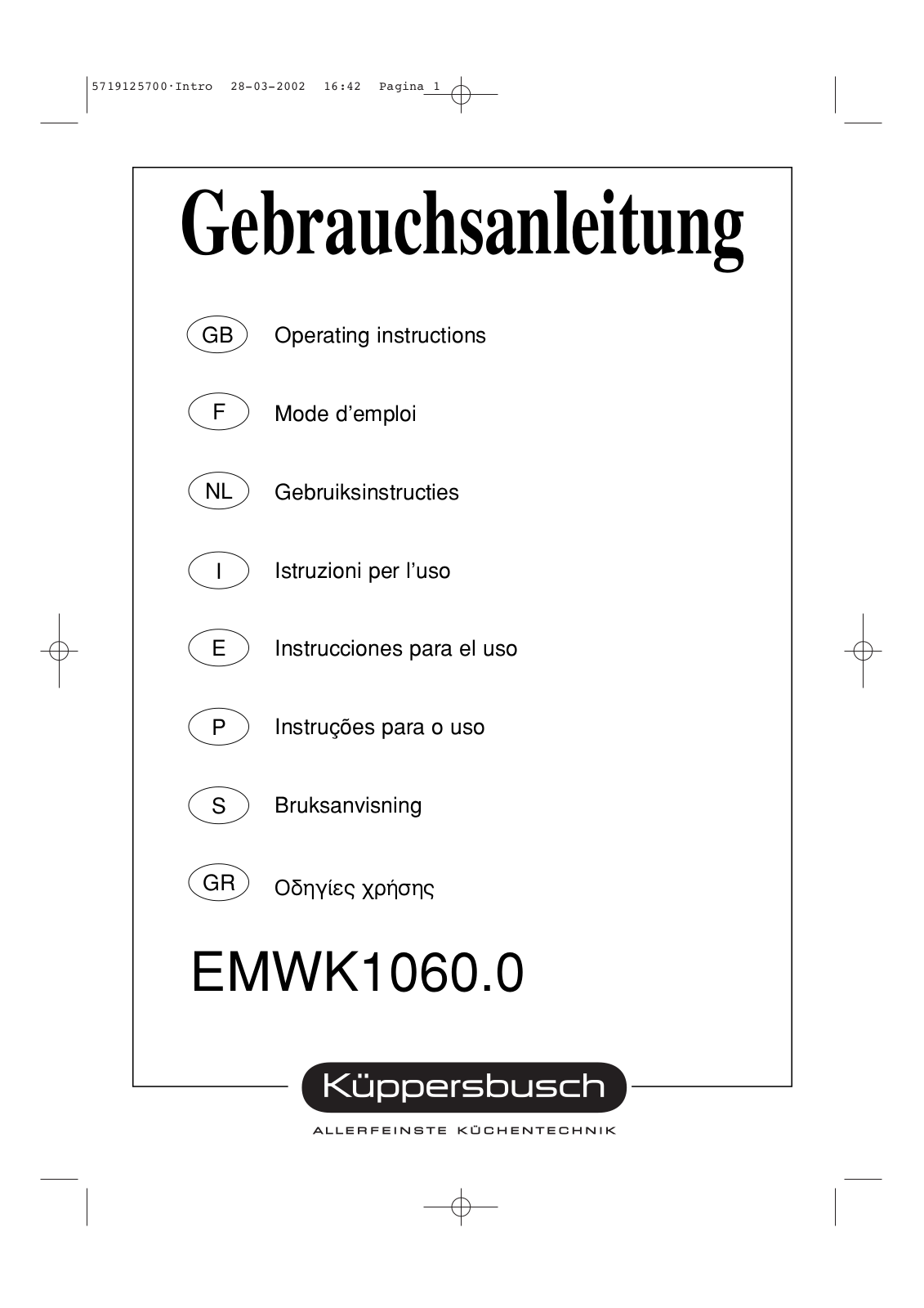 Kuppersbusch EMWK 1060.0 Instruction Manual