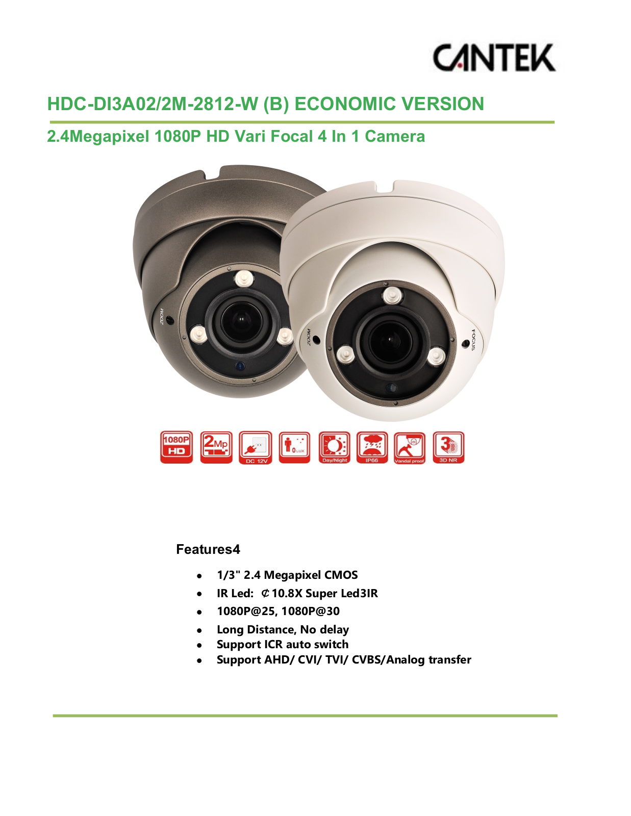 Cantek CT-HDC-DI3A02-2M-2812-W Specsheet