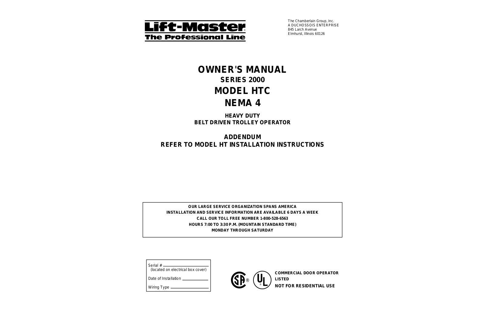 Lift-Master HTC User Manual