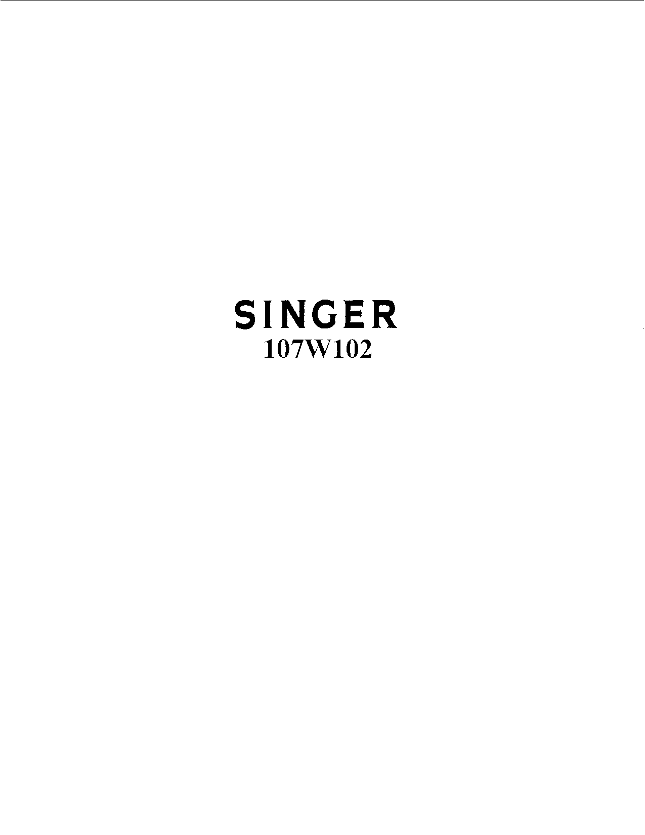 Singer 107W102 User Manual