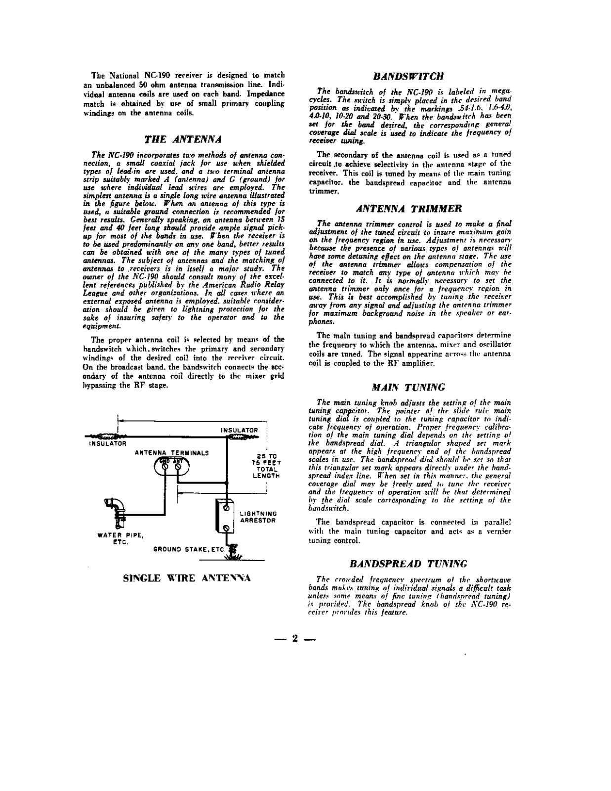 NATIONAL RADIO NC-190 User Manual (PAGE 02)