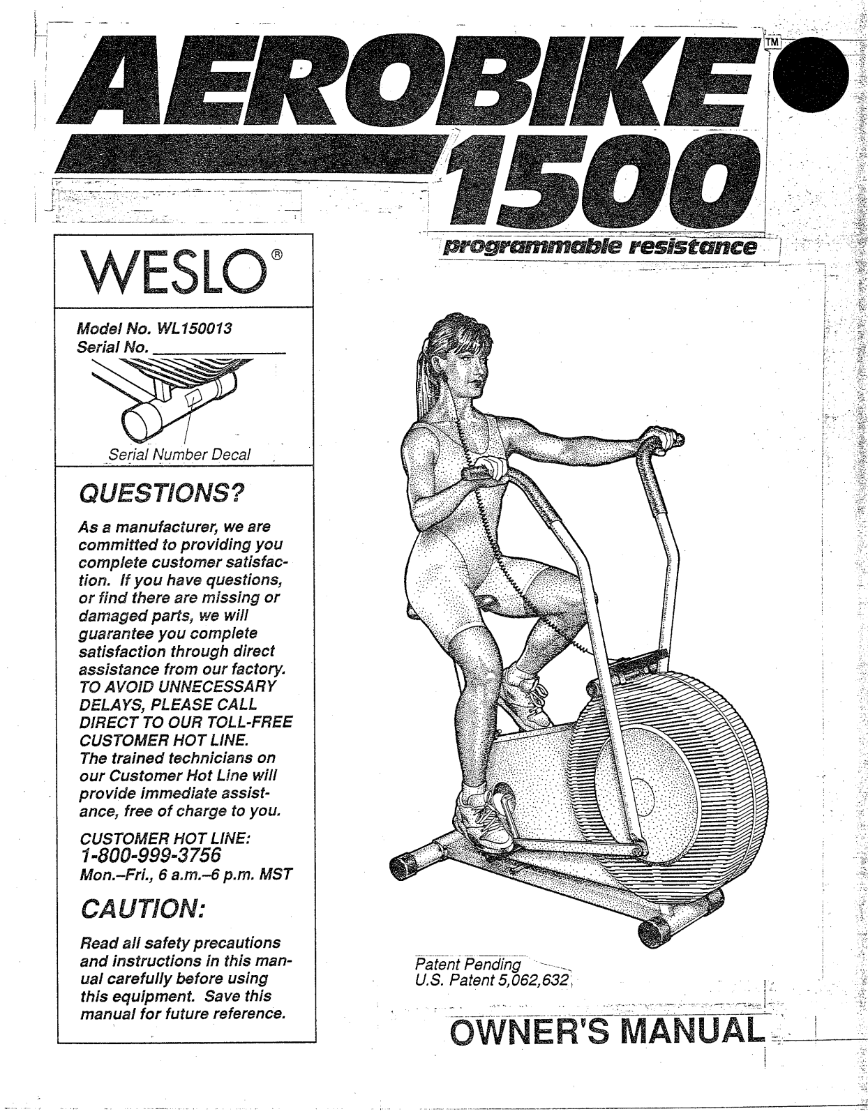 Weslo WL150013 Owner's Manual